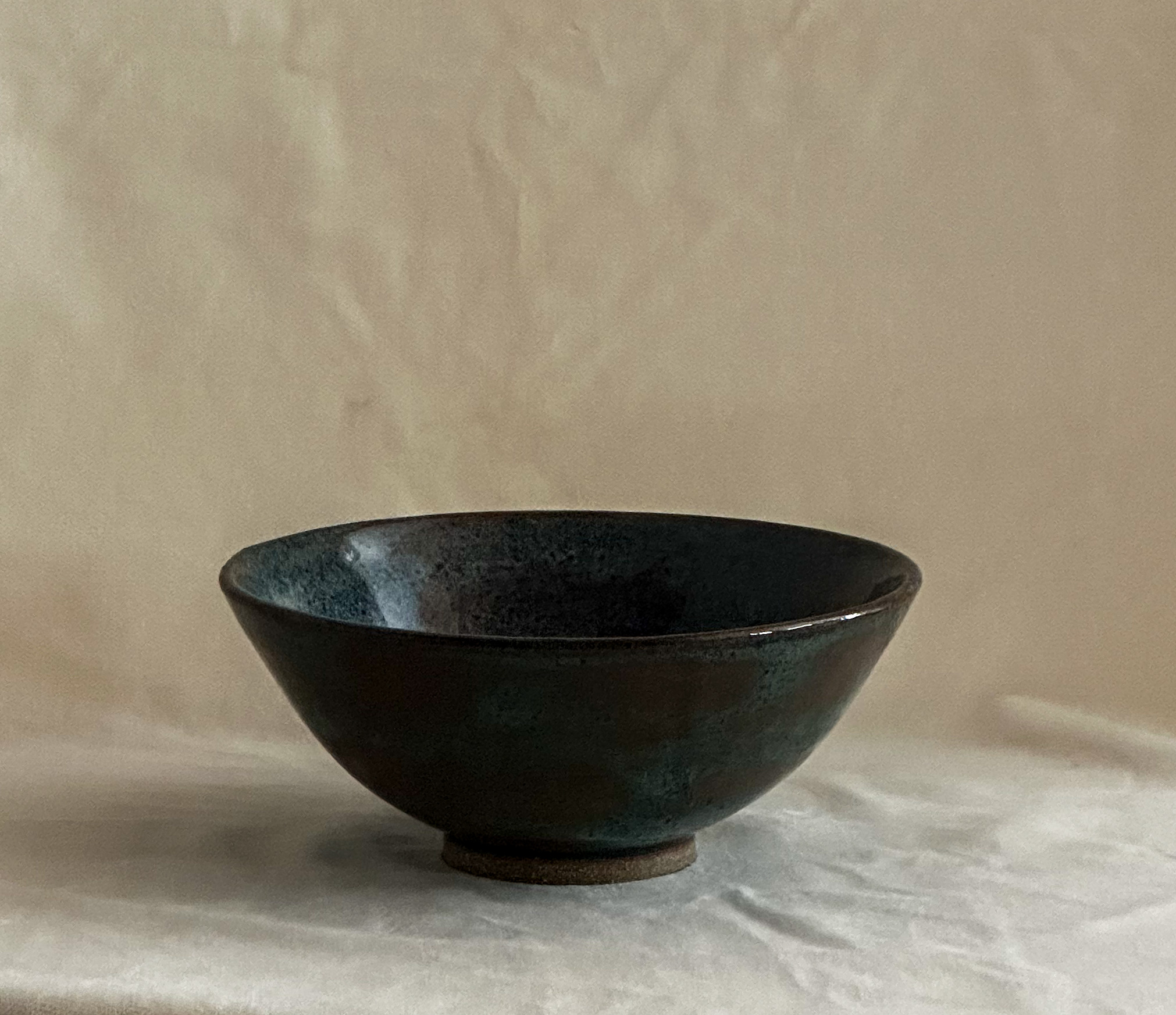 Ramen bowl in blue and brown