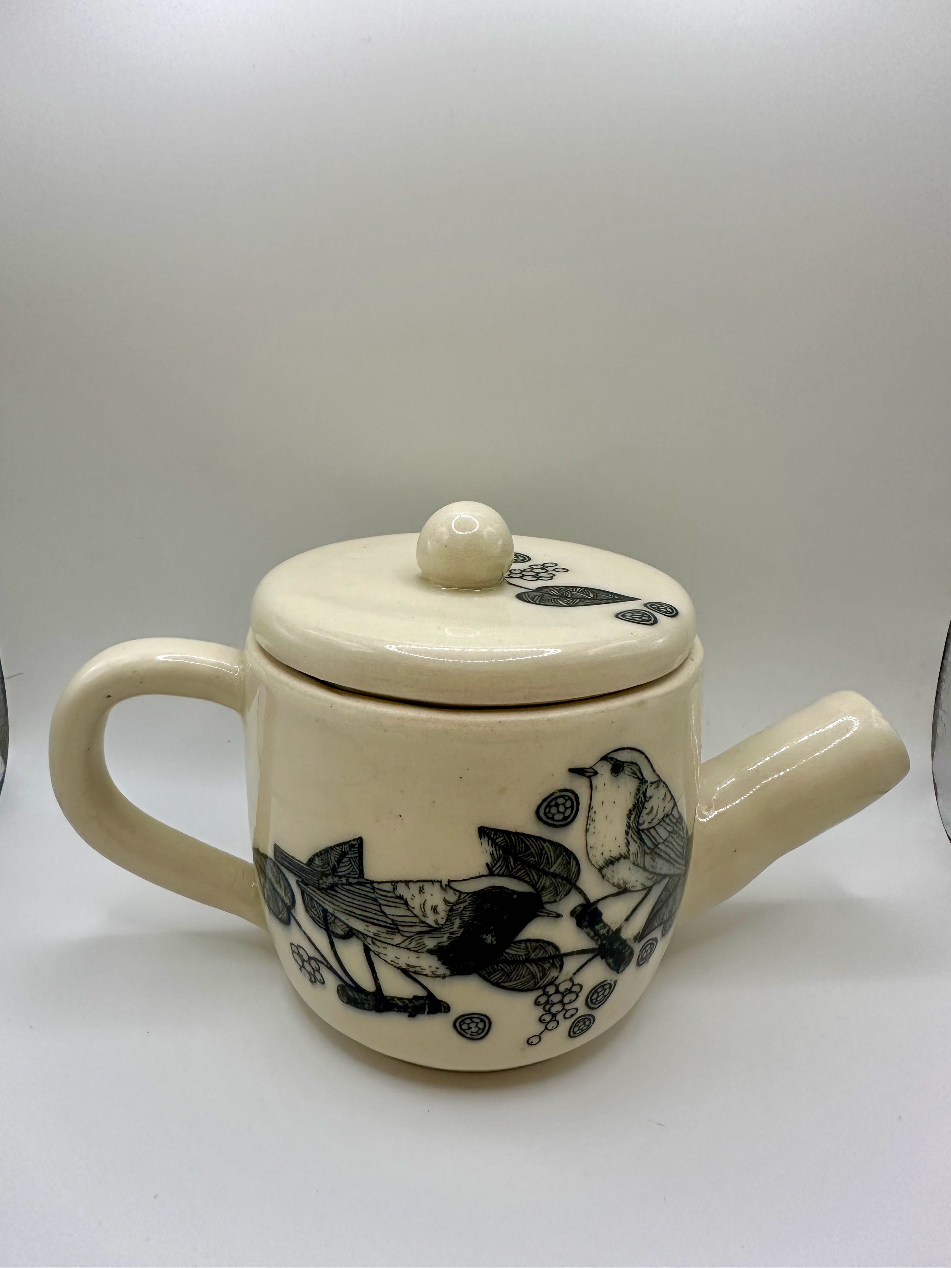 Ceramic Teapot with Bird Design