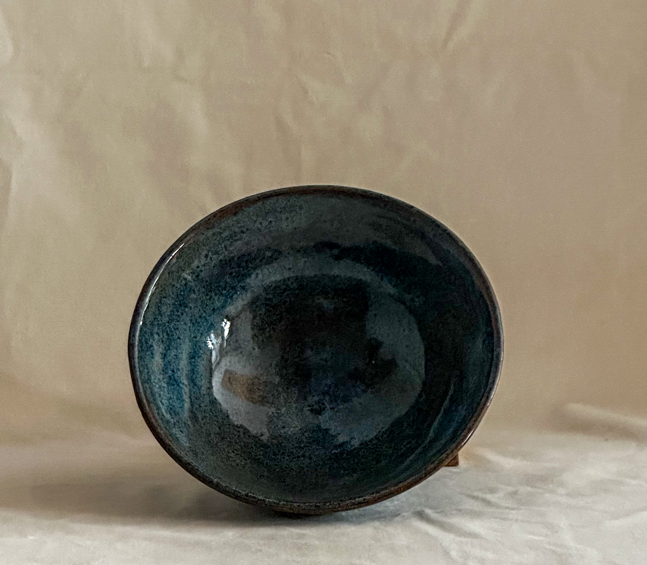 Ramen bowl in blue and brown
