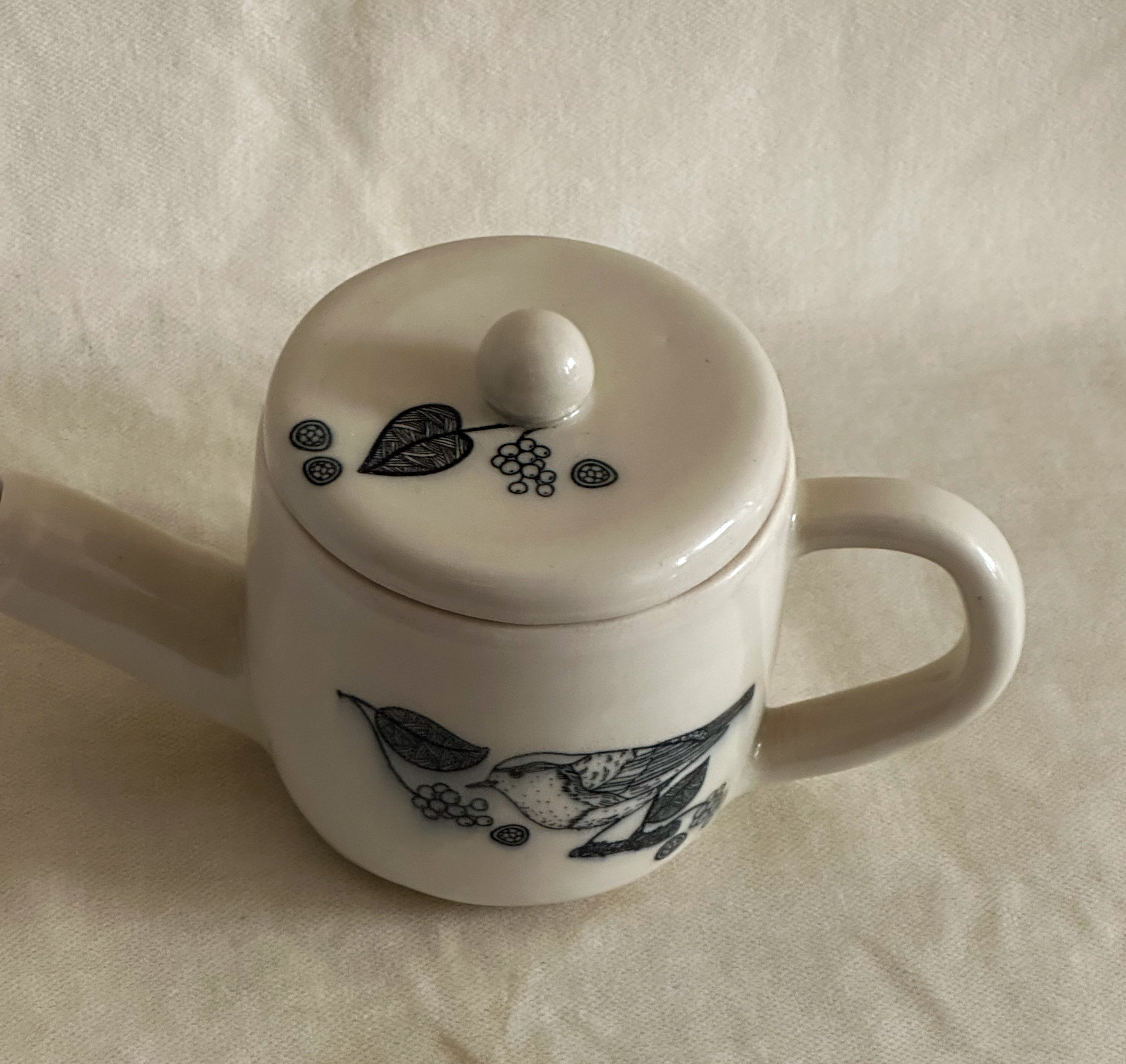 Ceramic Teapot with Bird Design