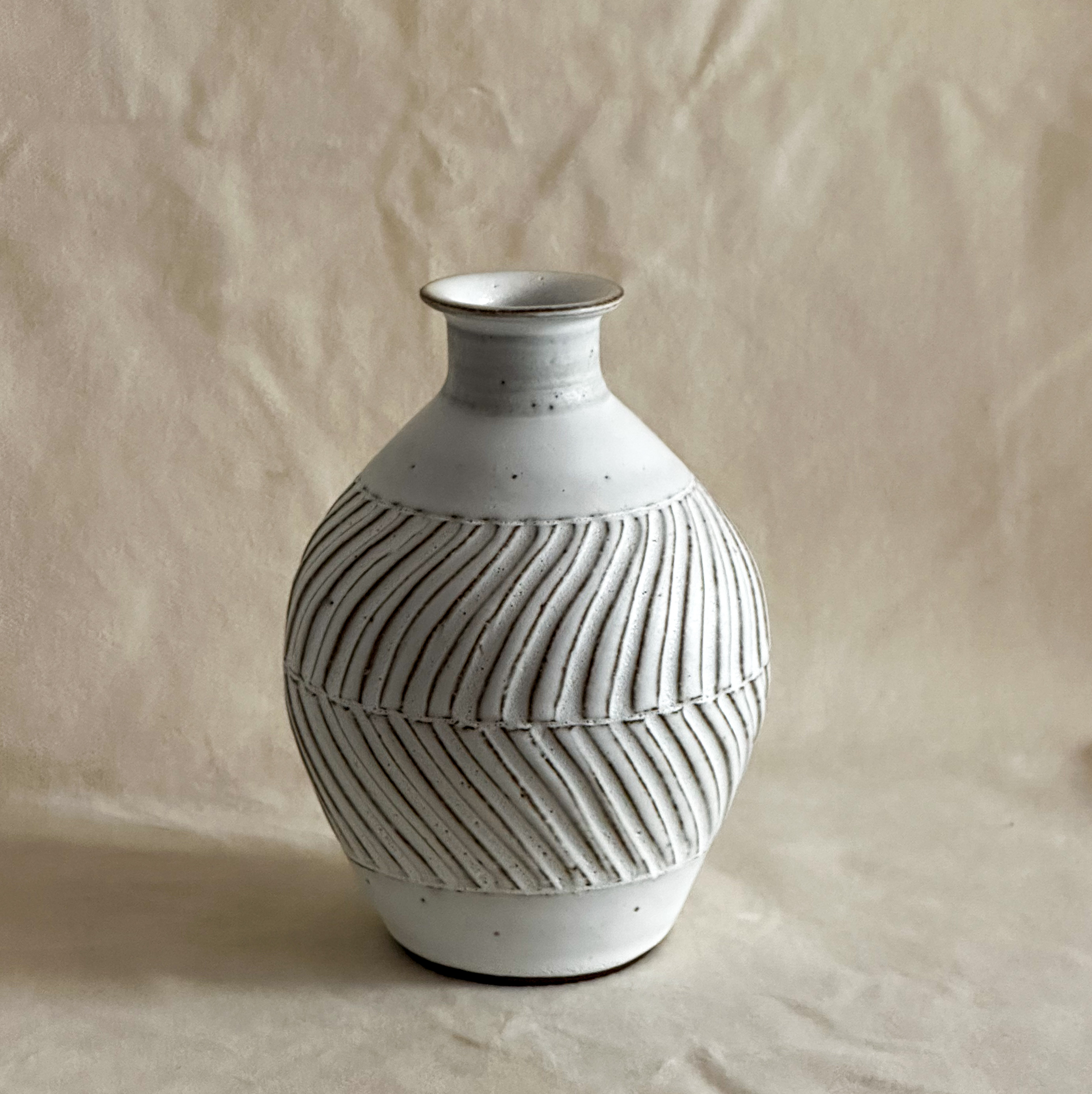 Carved Vase in White