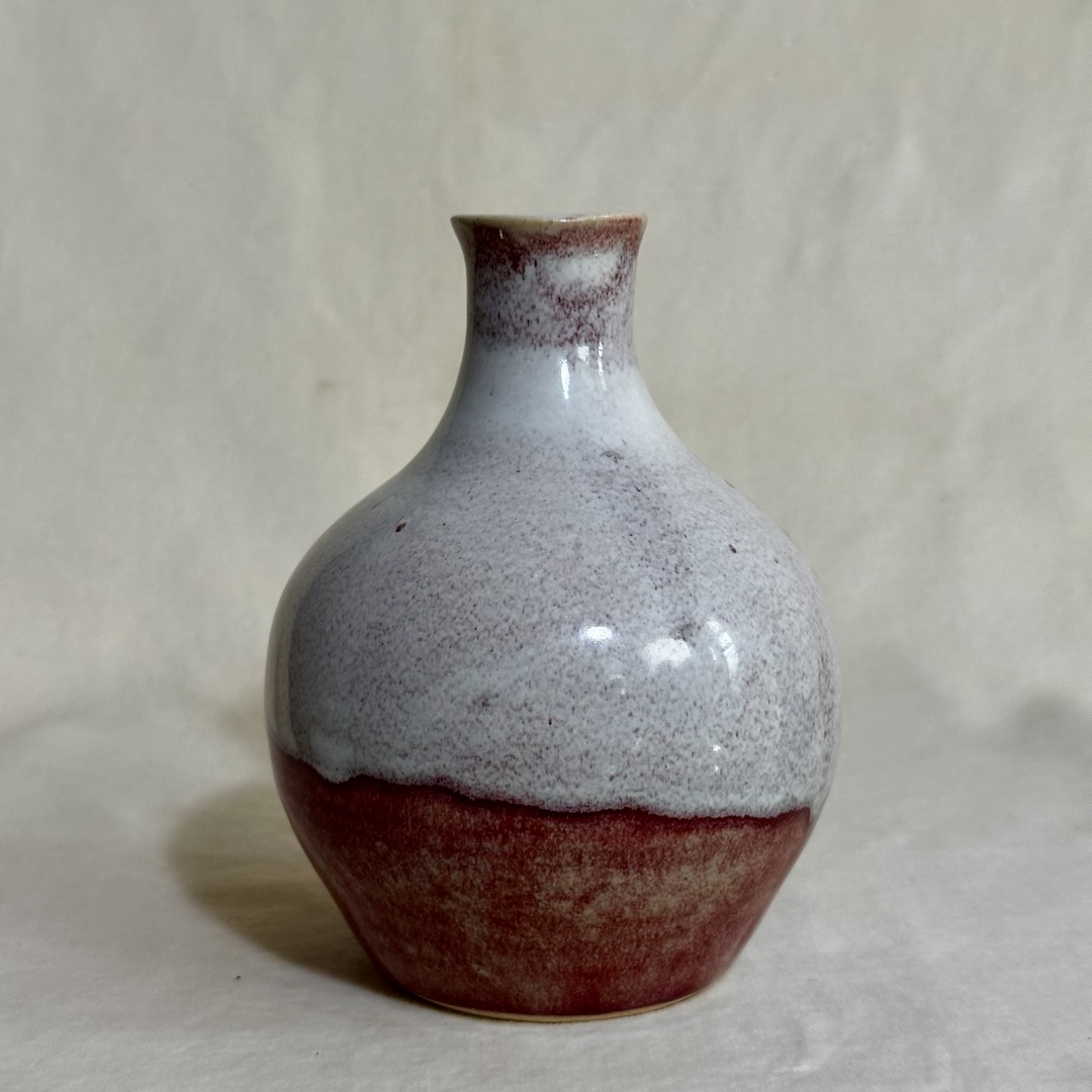 Stoneware Two-Tone Vase Red & White
