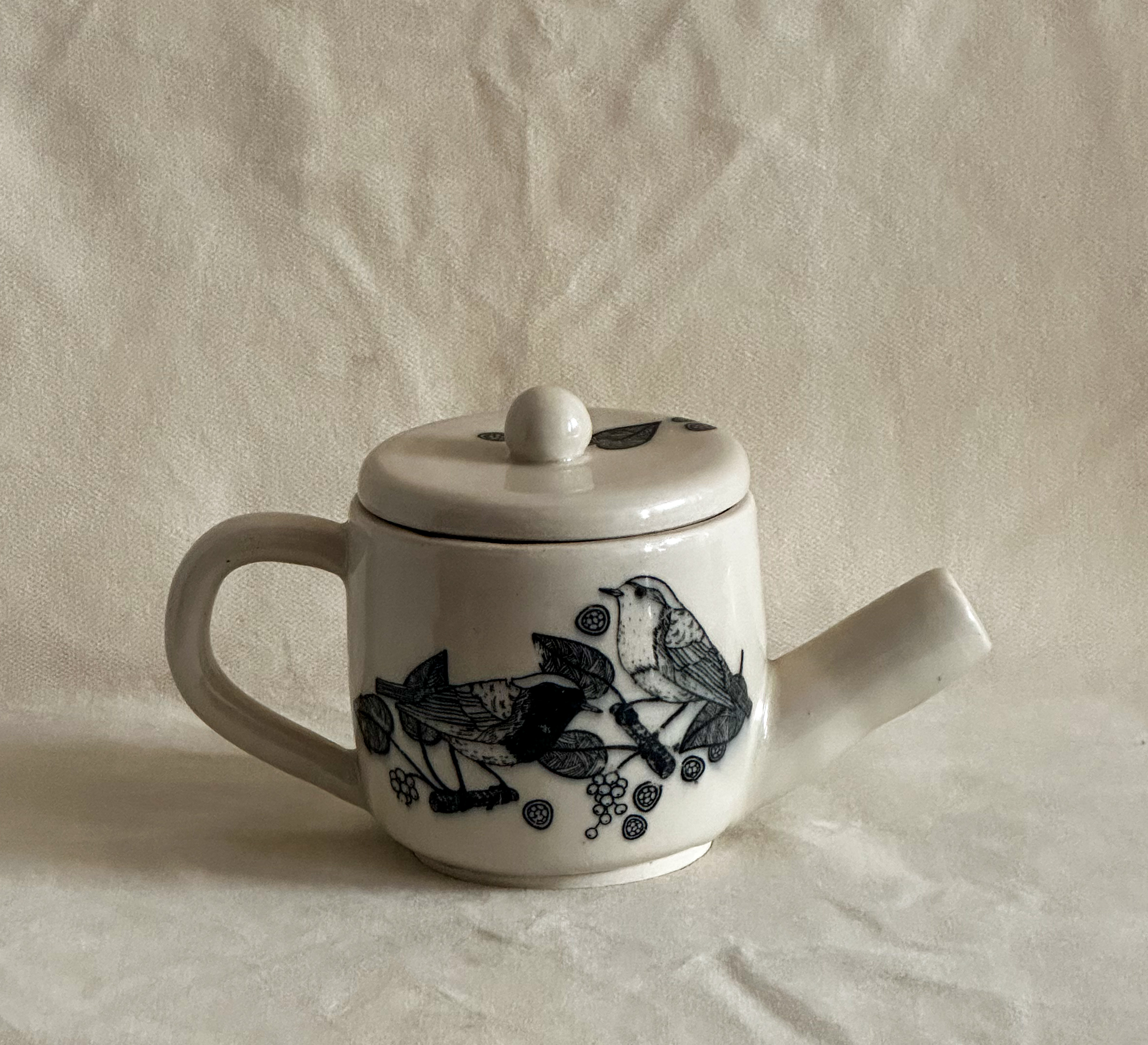 Ceramic Teapot with Bird Design