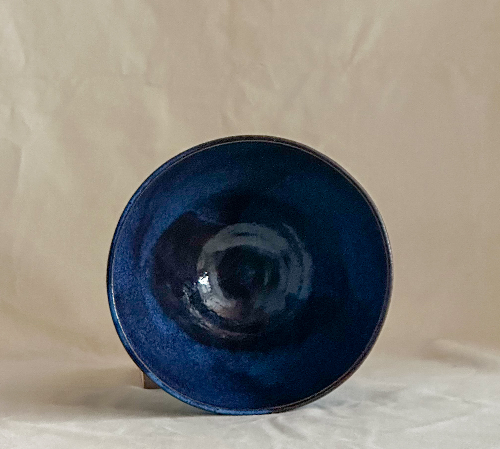 Ramen bowl in blue and brown