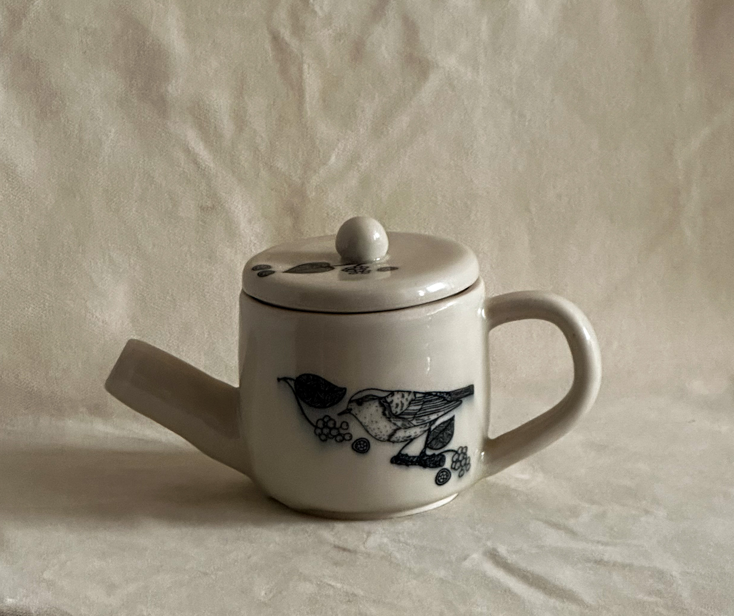 Ceramic Teapot with Bird Design
