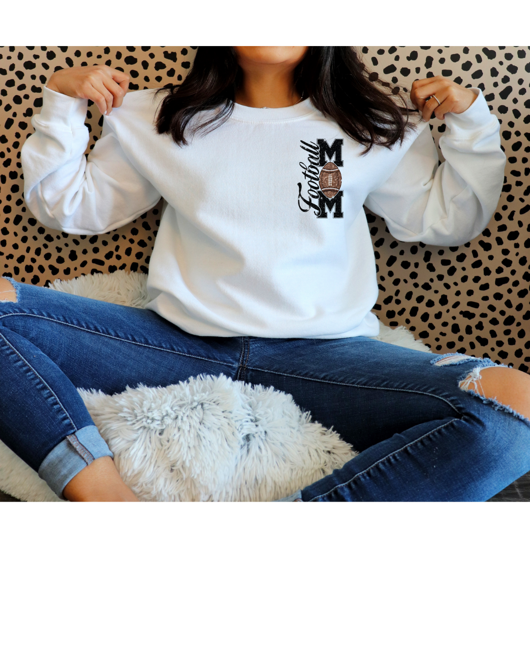 Football Glitter Gold Bow Mom Sweatshirt