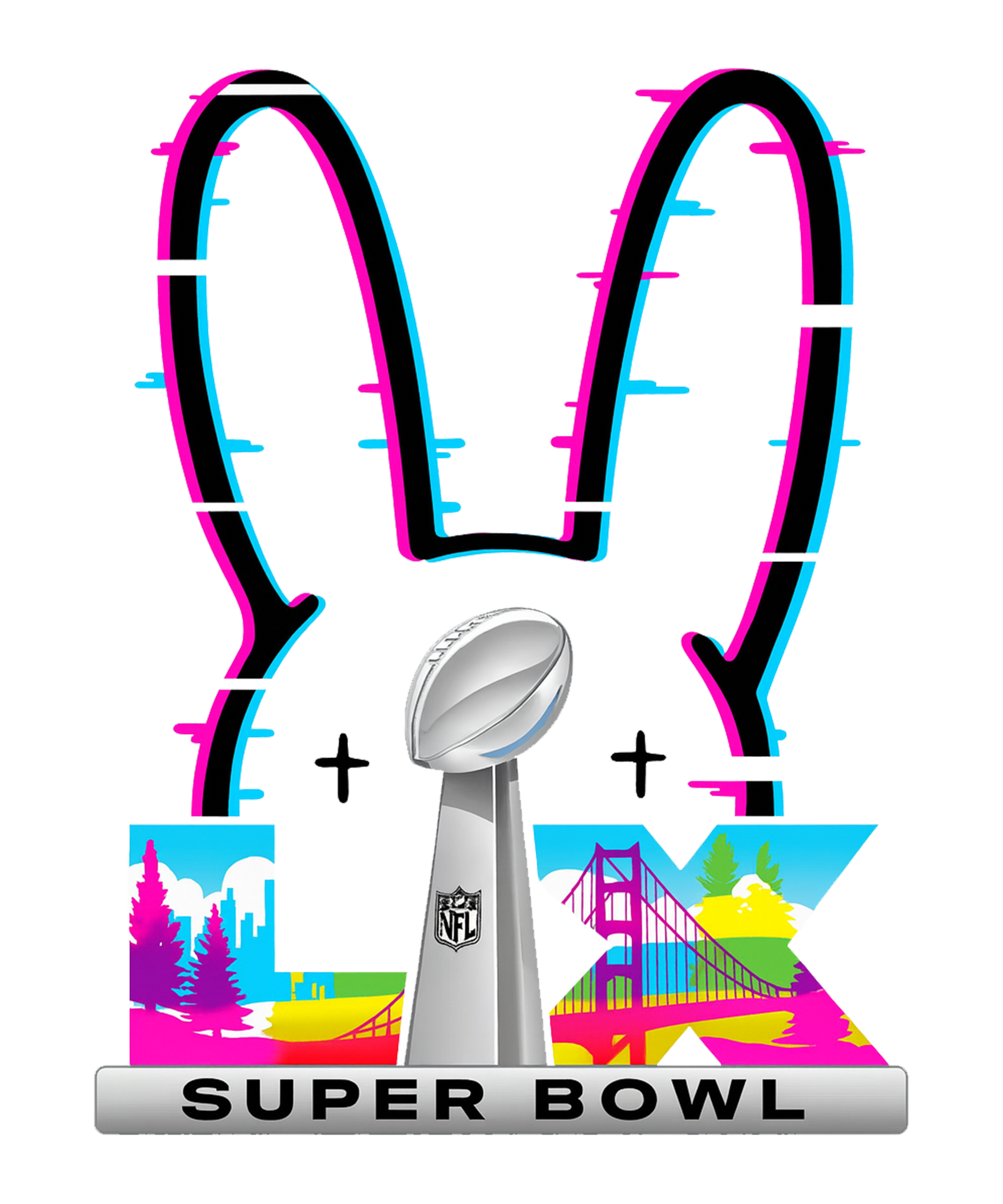 Super Bowl Bunny Graphic T-Shirt