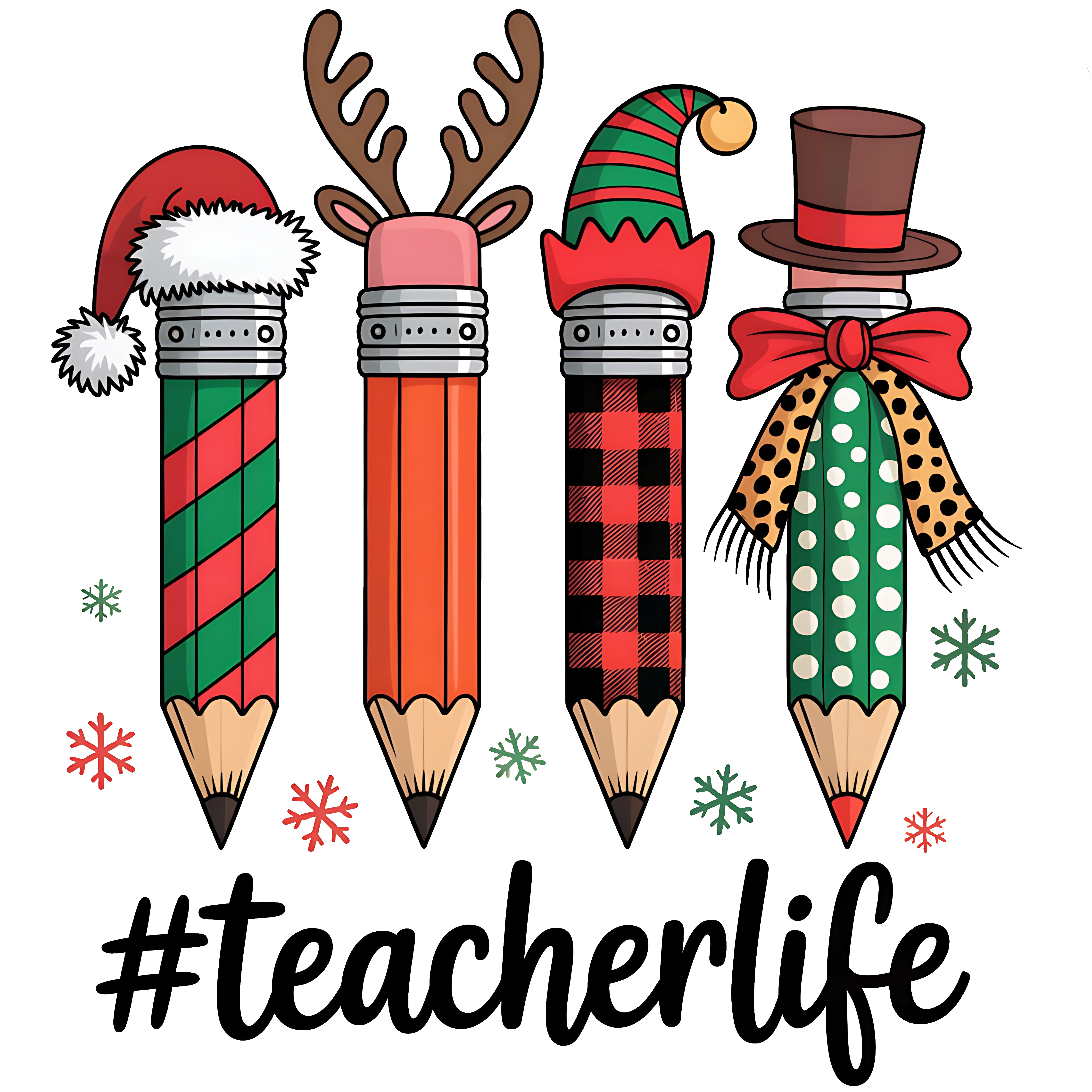 Teacher Life Holiday Pencil T-Shirt