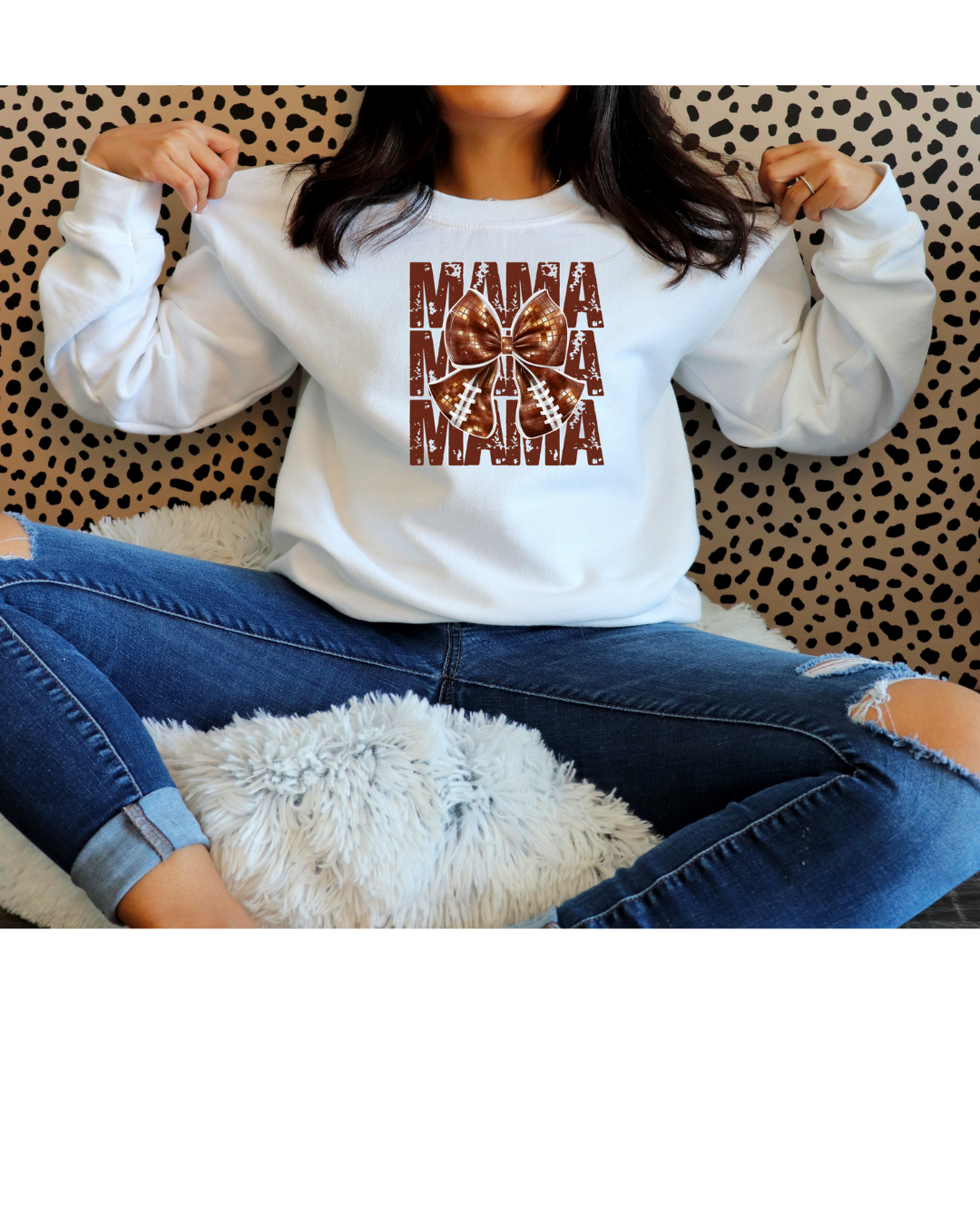  Football Mama Bow Graphic Sweatshirt