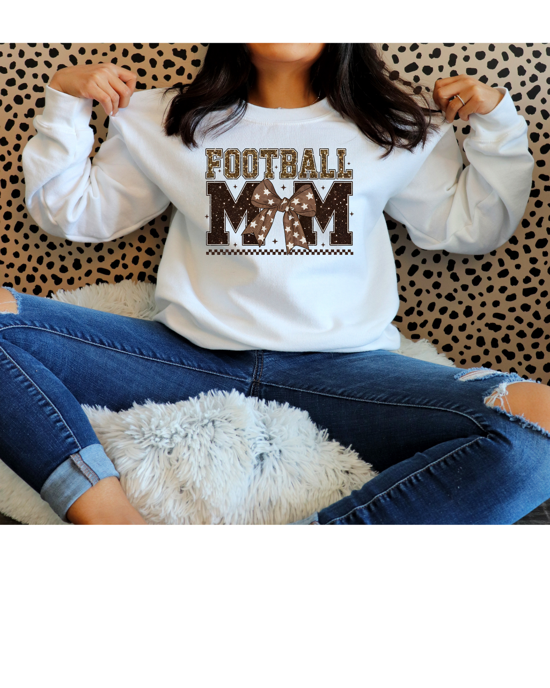 Football Mom Shirt brown and gold glitter bow