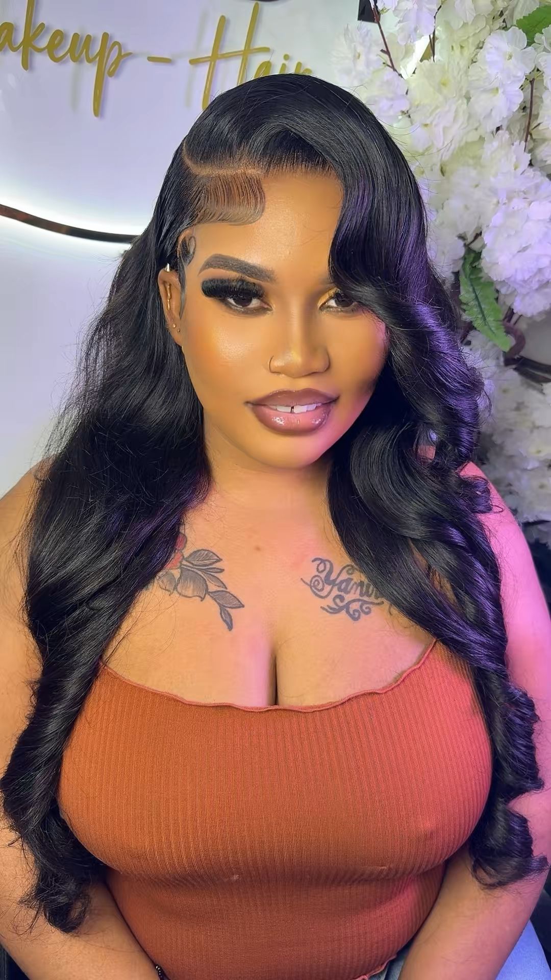 Wig installation with a side part $110 , with makeup $170 