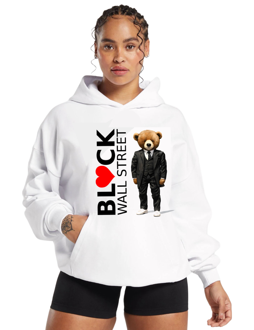 Heart Black Wall Street – Business Bear Hoodie