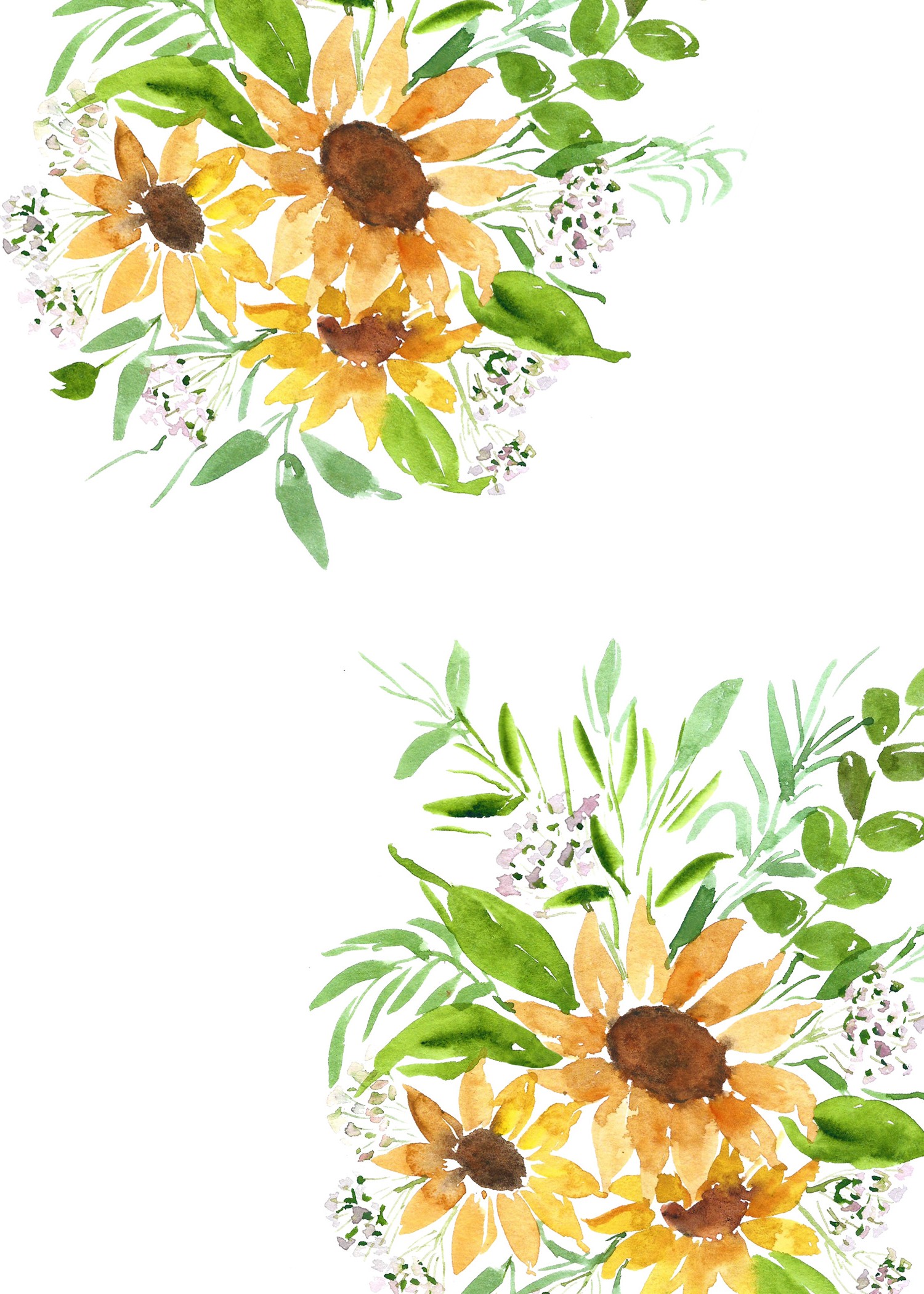 Golden Sunflower Watercolor Greeting Card