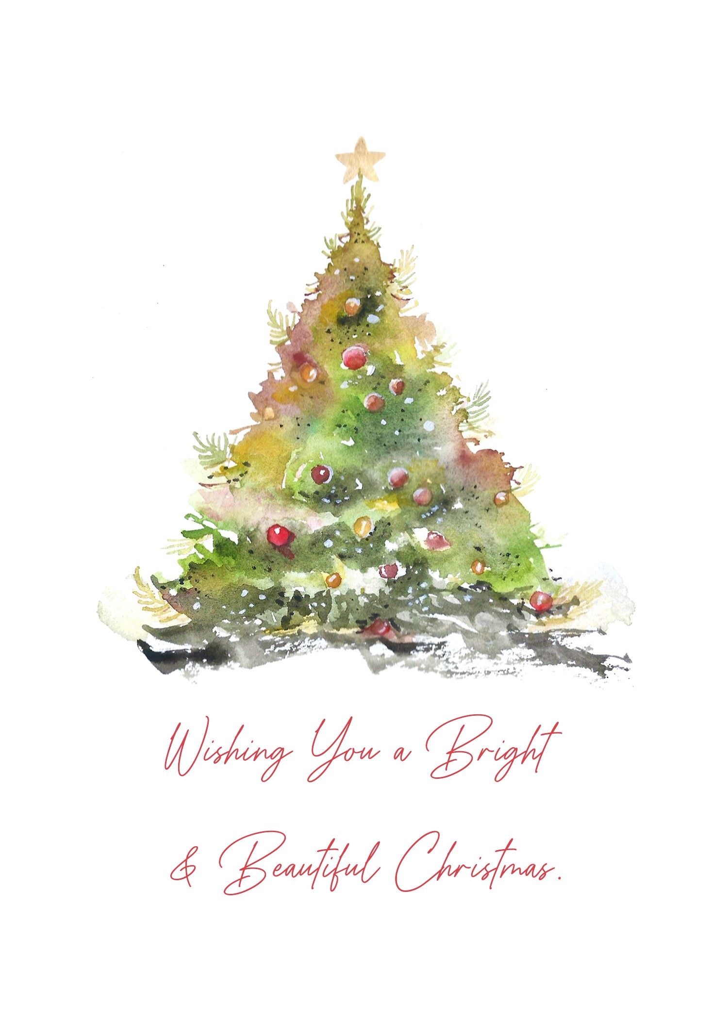 Watercolor Christmas Tree Card