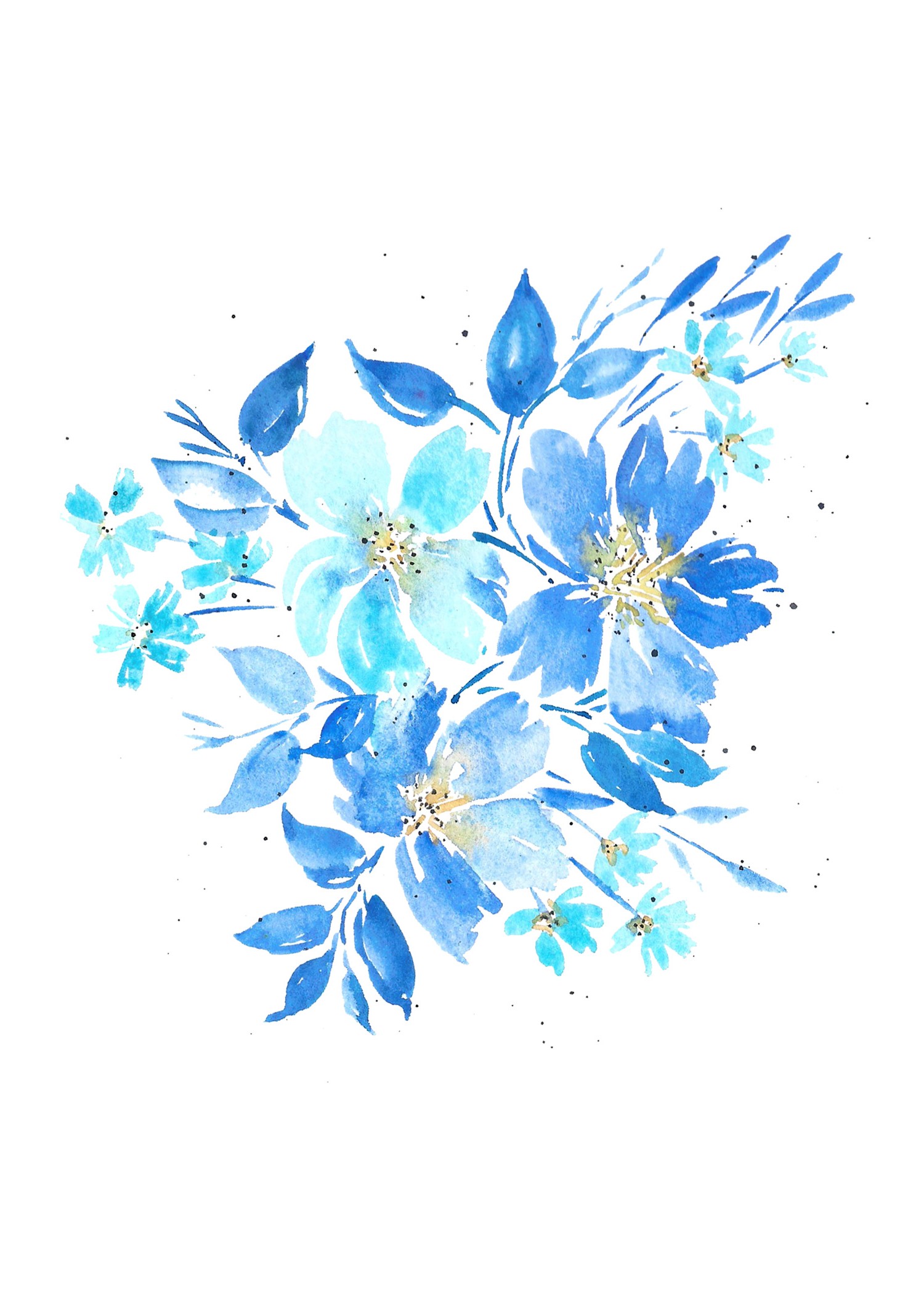 Blue Watercolor Floral Card