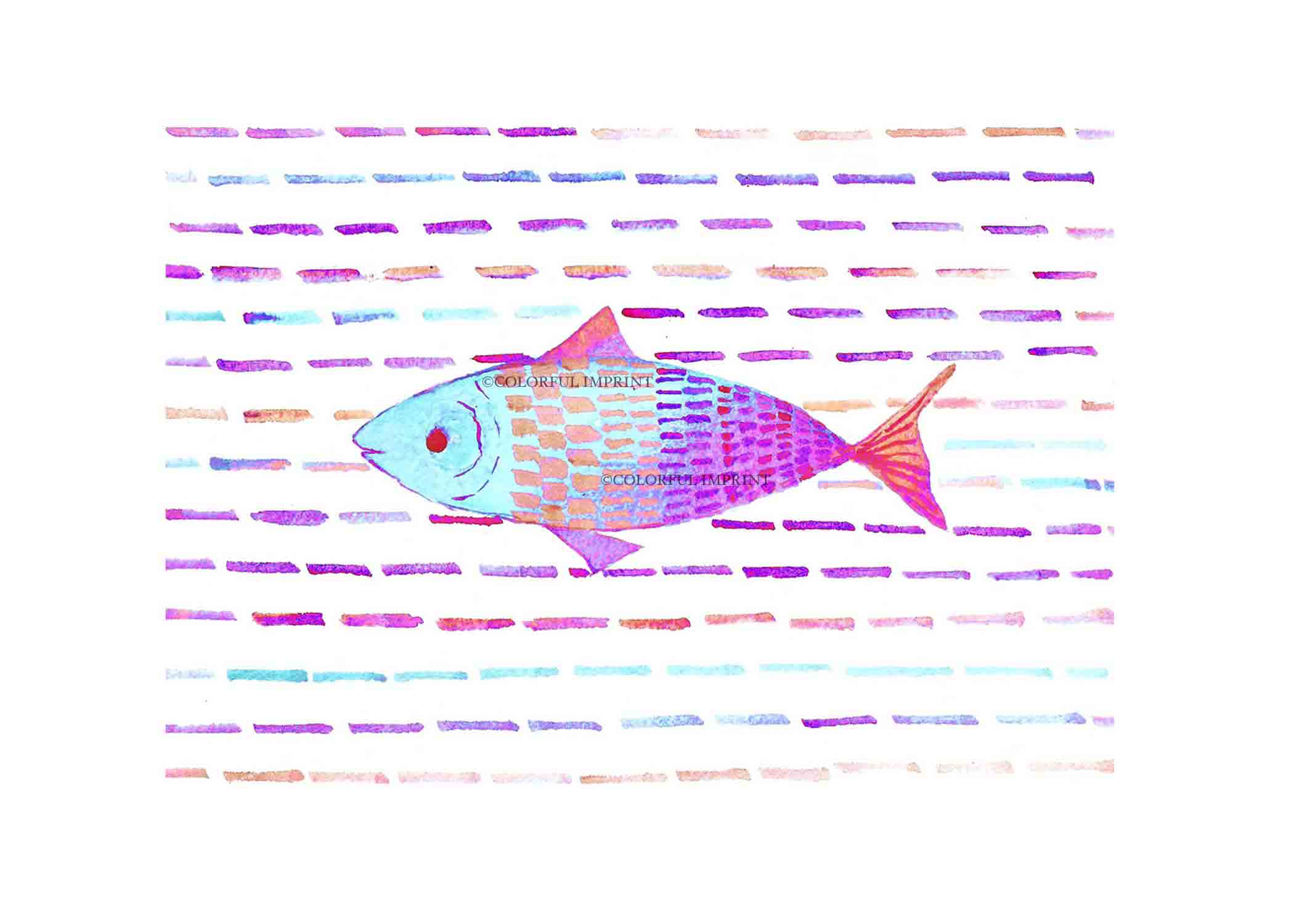 Iridescent Fish | Hand-Painted Watercolor