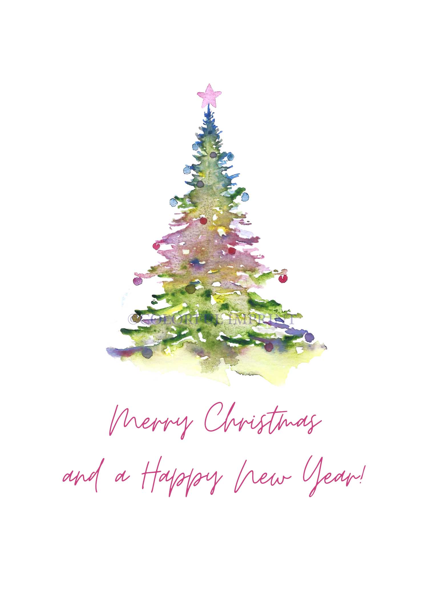 Festive Spruce | Hand-Painted Watercolor