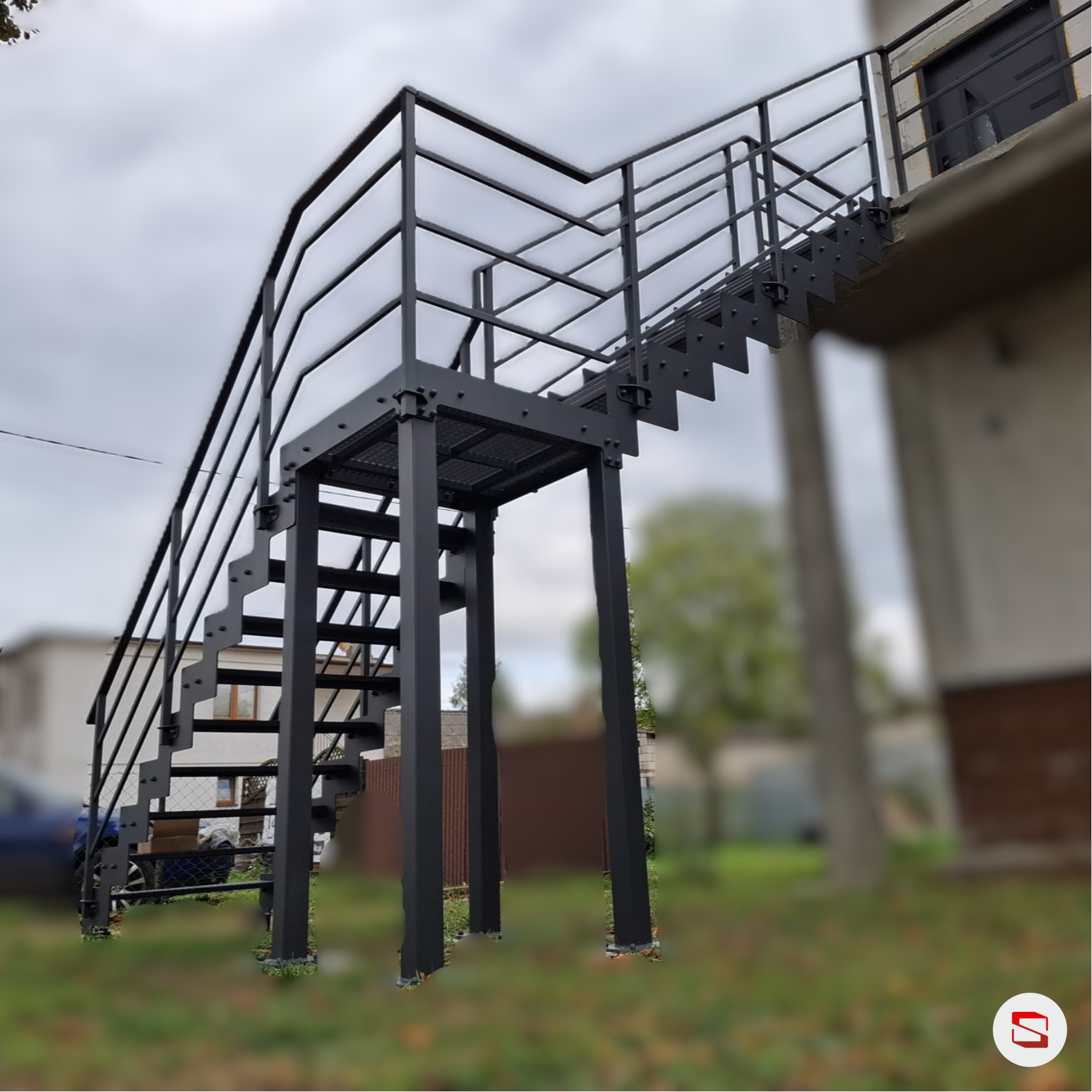 Schody zewnętrzne stalowe, stopnie WEMA - do modyfikacji