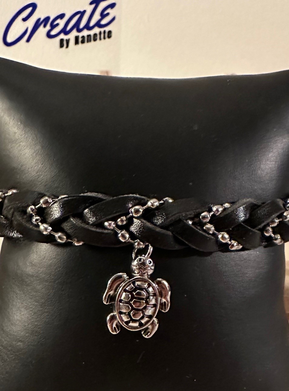 Braided Leather Sea Turtle Pull Tie Bracelet
