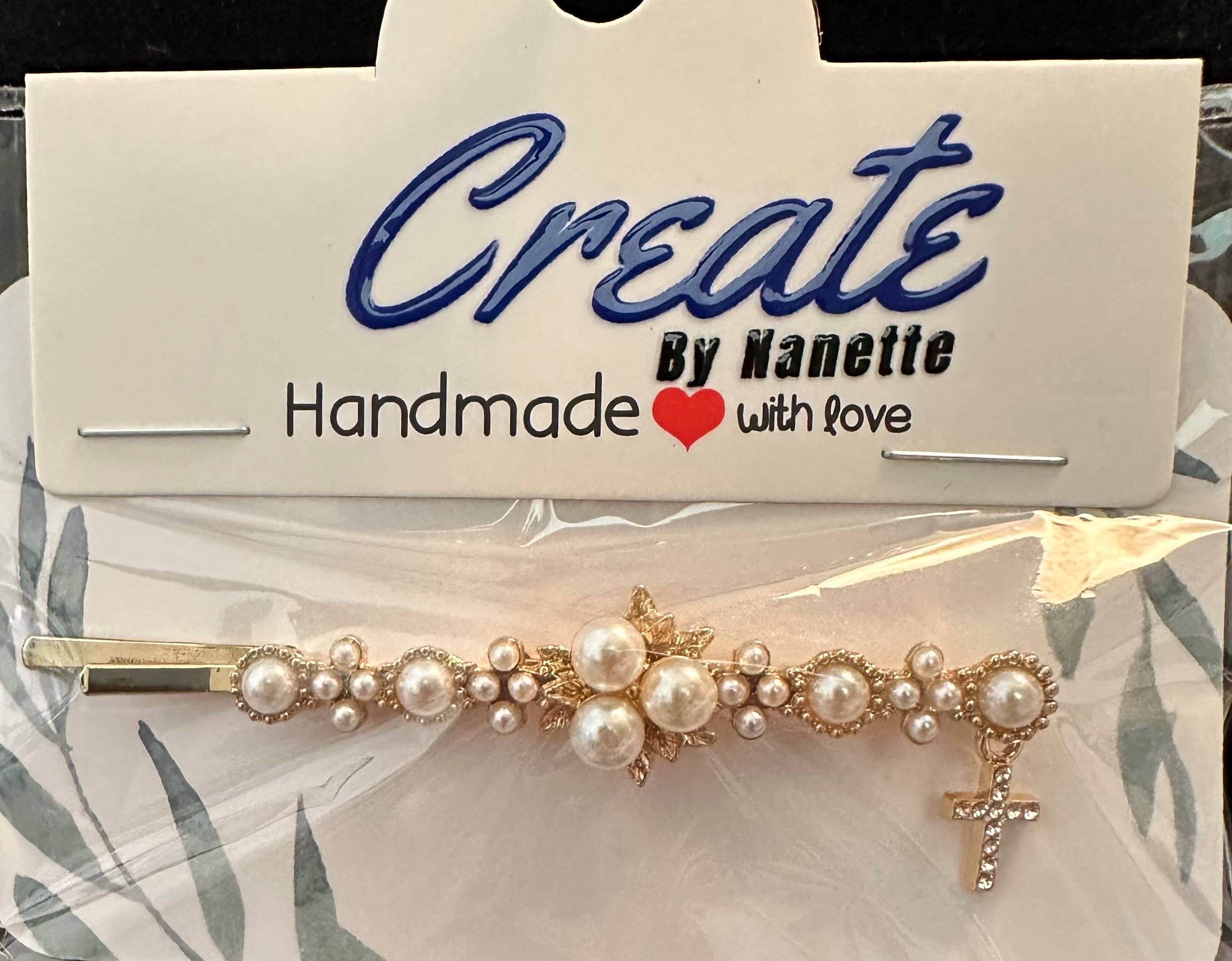 Pearls and a Cross Bobby Pin