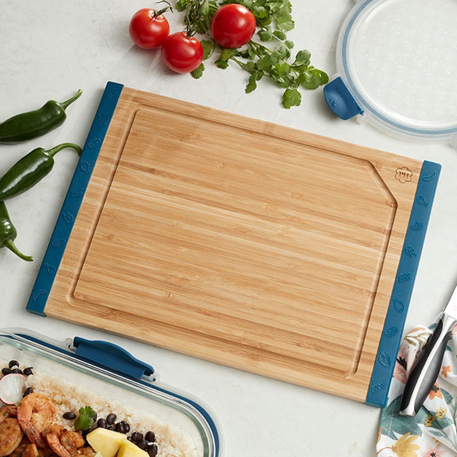 Bamboo Cutting Board with Blue Edges