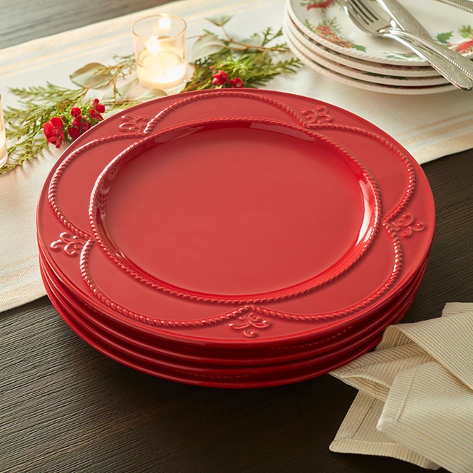 Red Decorative Dinner Plates Set