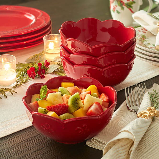 Red Ceramic Bowls Set