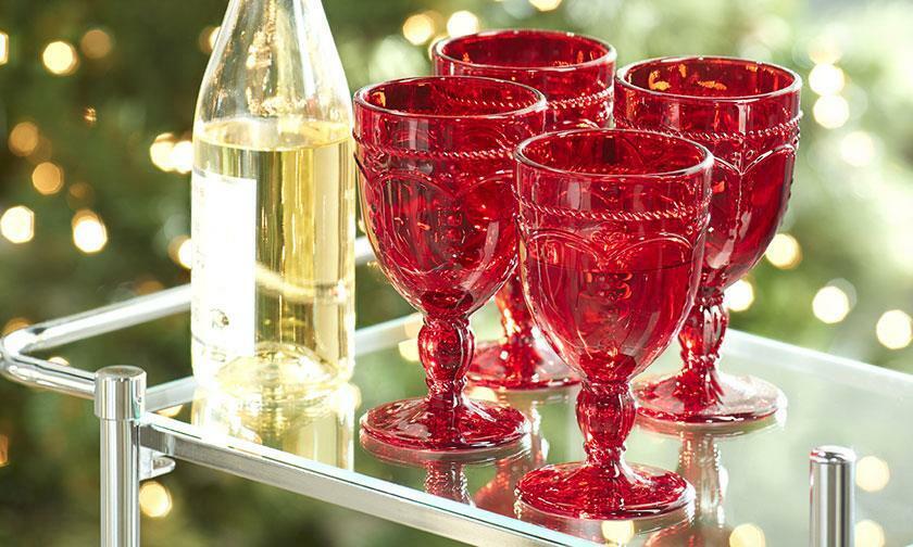 Set Of Red Vintage Goblets