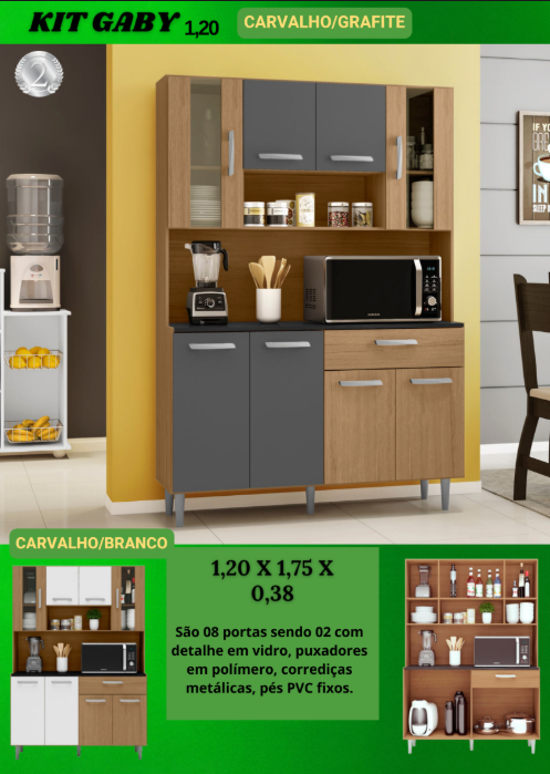 Kit Gaby - Carvalho/Grafite