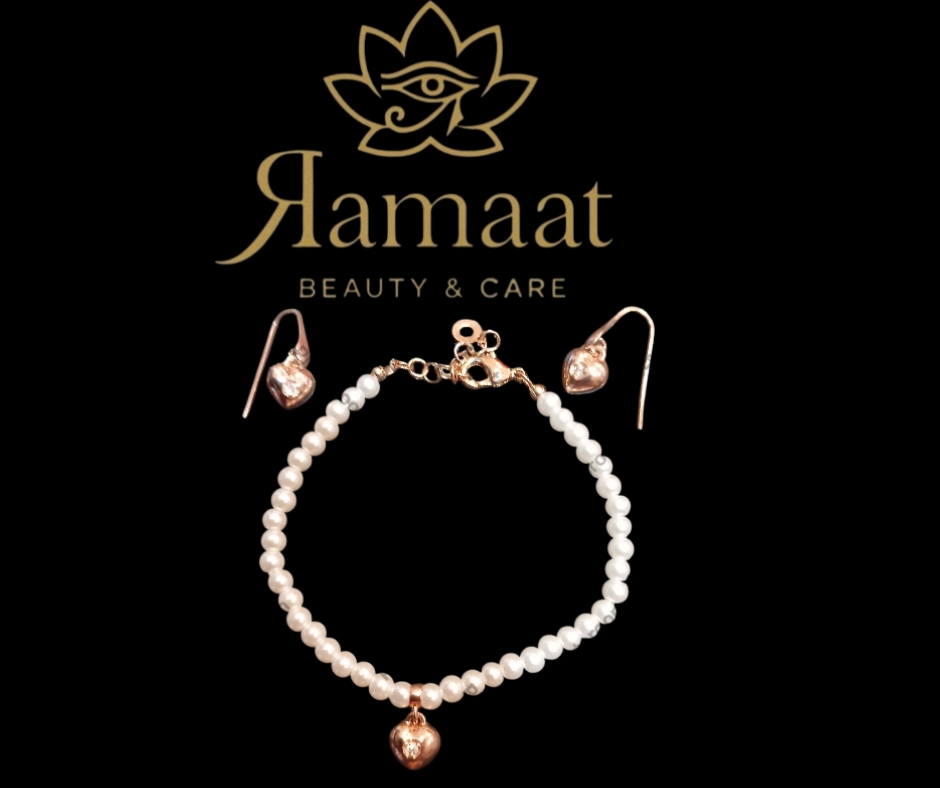 Set di bracciale e orecchini di perline sintetiche ippocampo