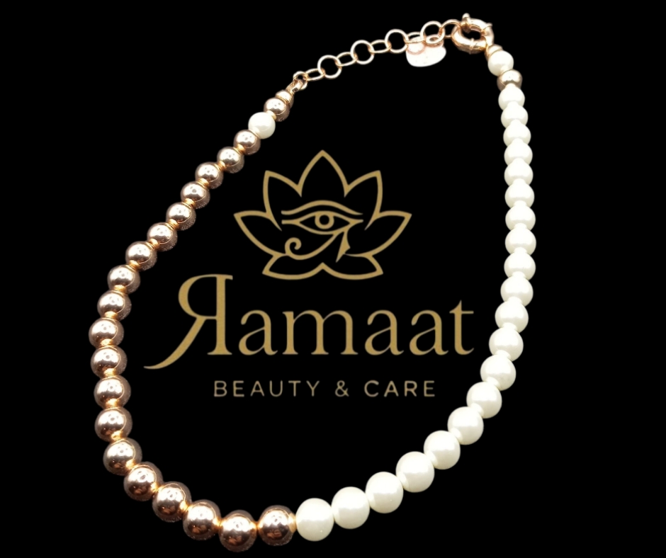 Collana di perle bicolore in bronzo di ippocampo