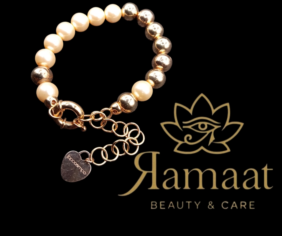 Braccialetto di perle con catena in bronzo ippocampo