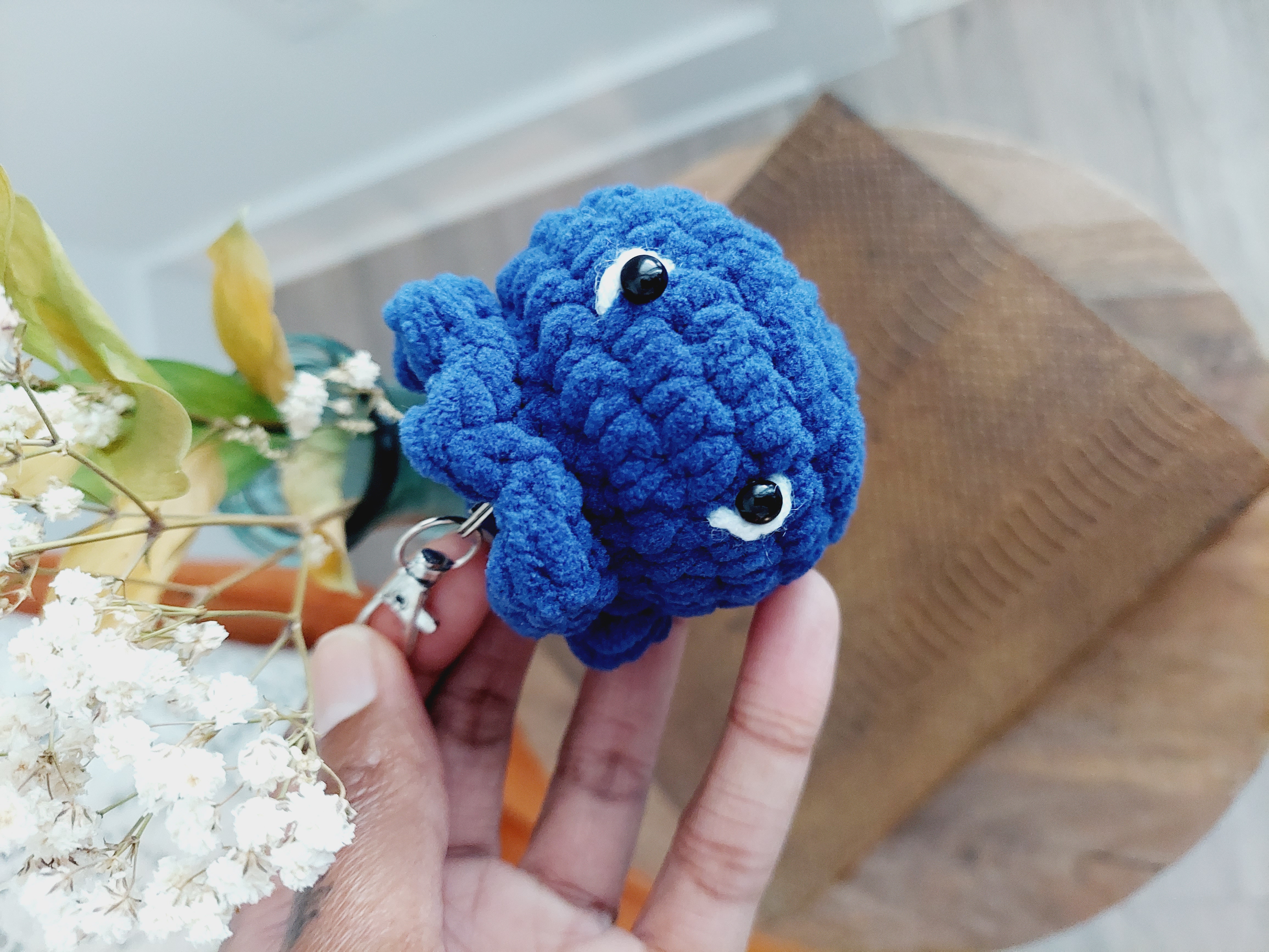 Crochet Blueberry Keychain