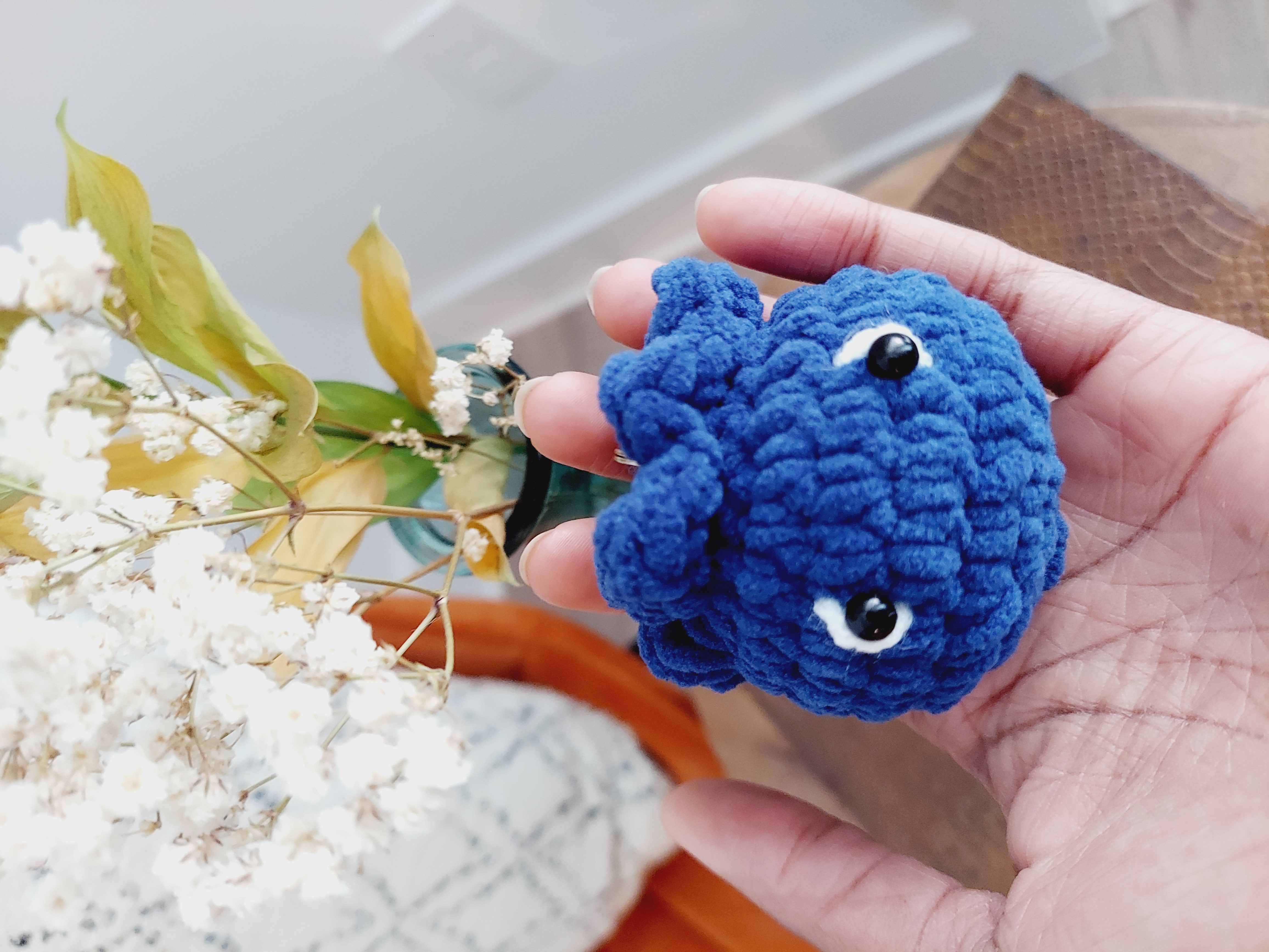 Crochet Blueberry Keychain