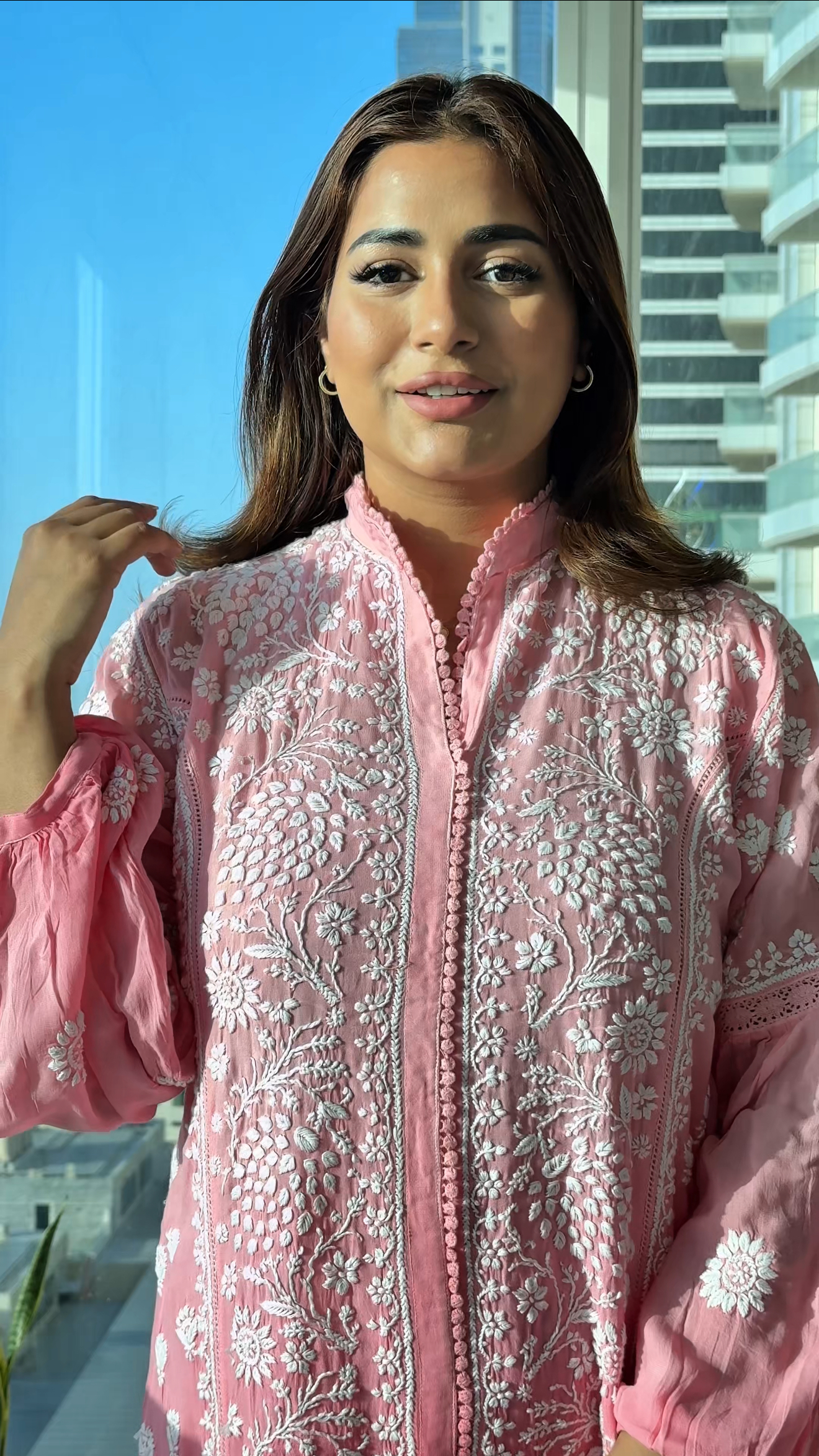 Chikankari Crepe gown Set