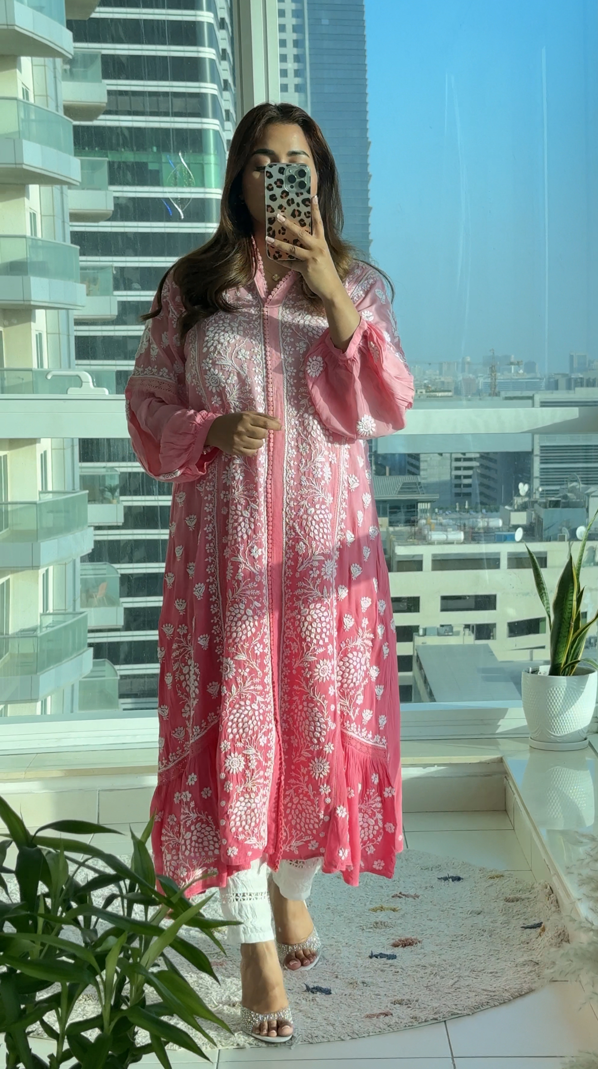 Chikankari Crepe gown Set