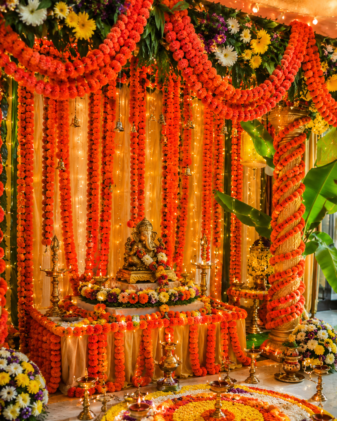 Artificial marigold flower garlands 