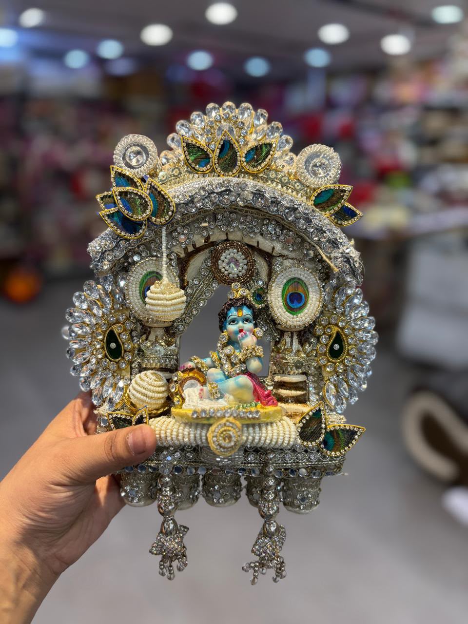 Luxury Handmade Bal Gopal Jhula Wall Hanging | Krishna Swing Wall Decor | Traditional Pooja Room & Home Temple Decoration | Premium Hindu Spiritual Gift