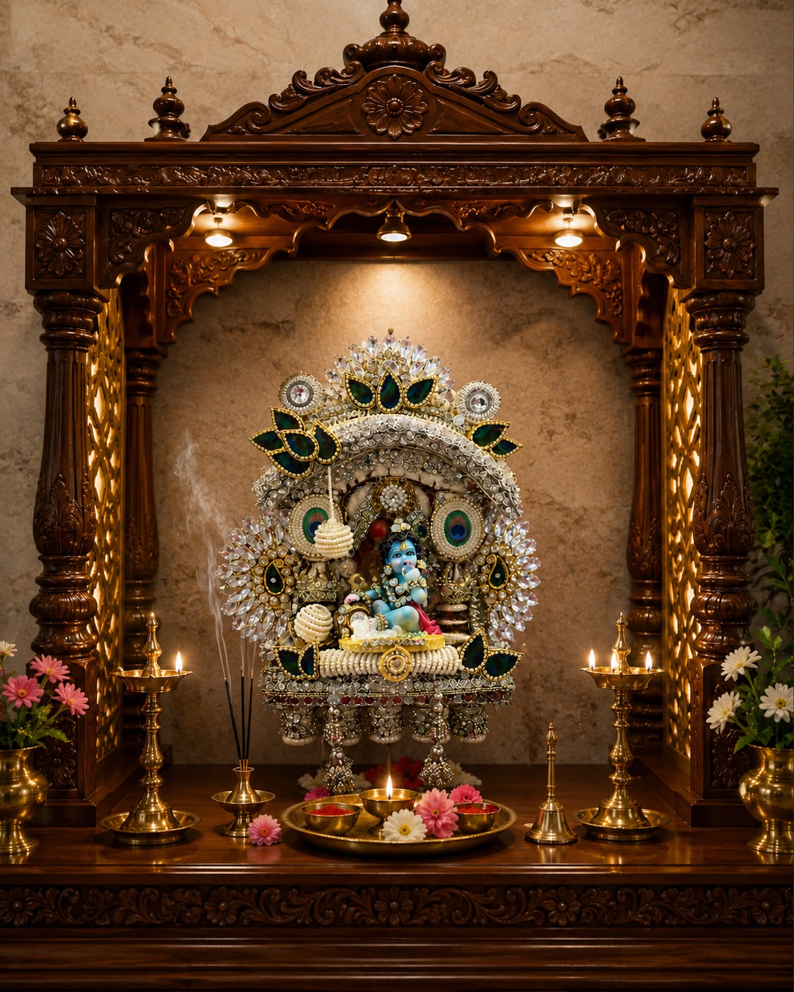 Luxury Handmade Bal Gopal Jhula Wall Hanging | Krishna Swing Wall Decor | Traditional Pooja Room & Home Temple Decoration | Premium Hindu Spiritual Gift