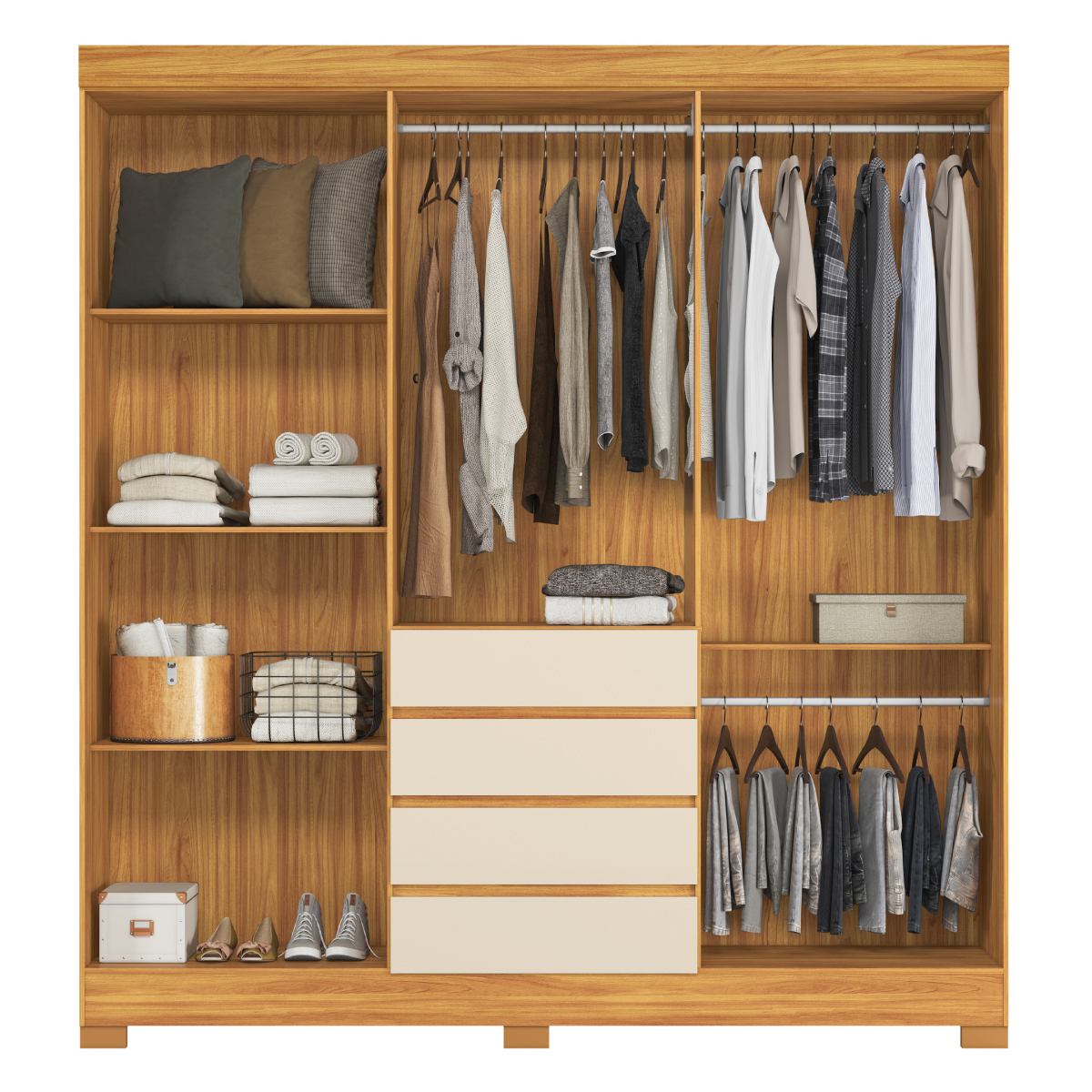 Guarda-roupa Demobile Ópera 6 portas com espelho e 2 gavetas