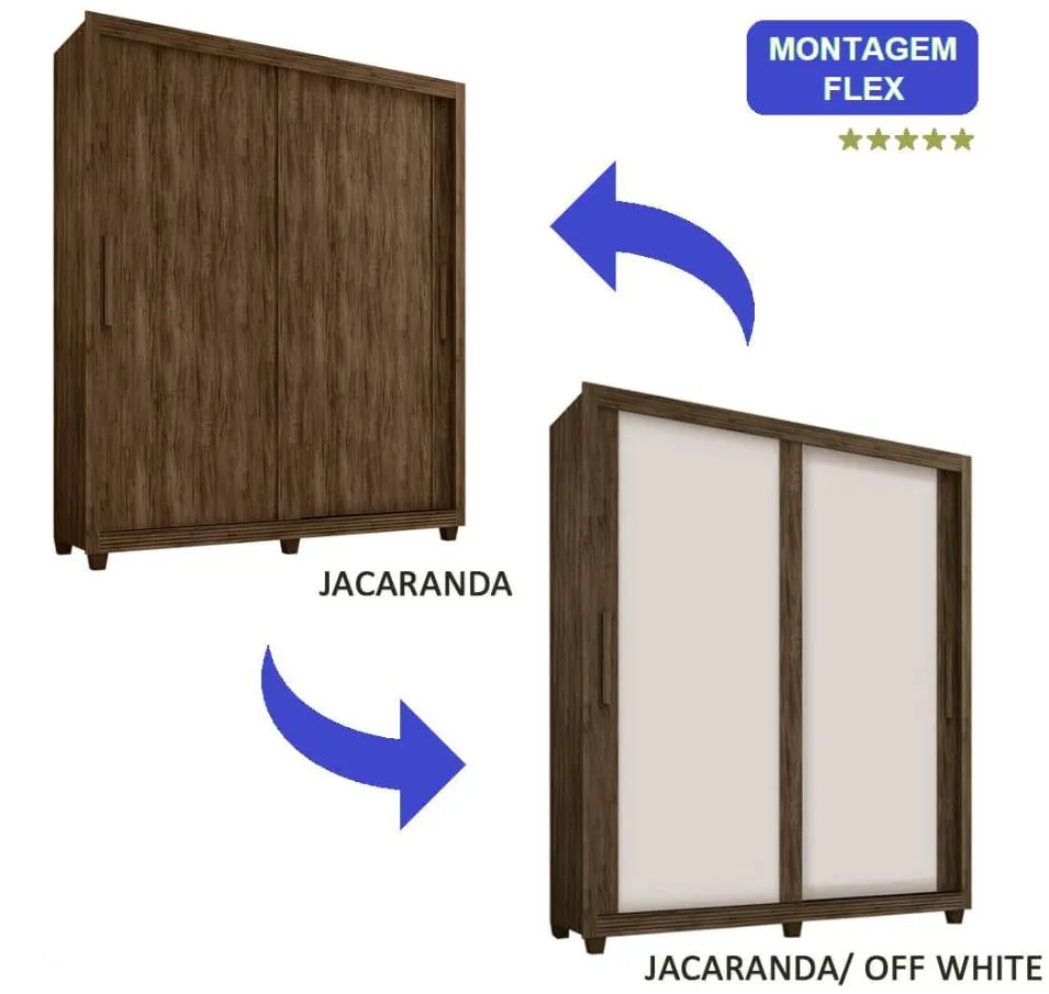 Guarda-roupa Lanza Zurique portas deslizantes e 4 gavetas interna