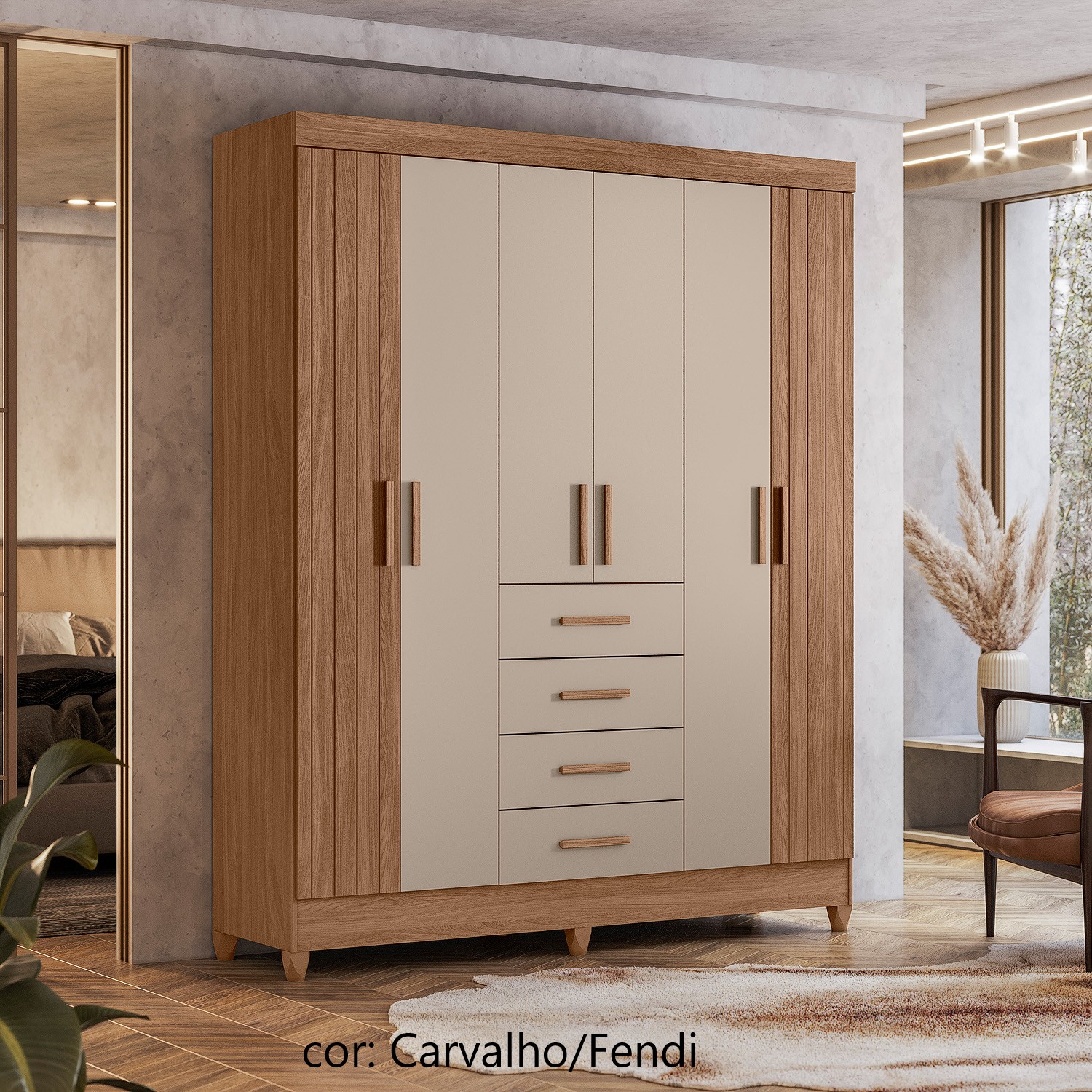 Guarda-roupa Moval Aruba 6 portas e 4 gavetas