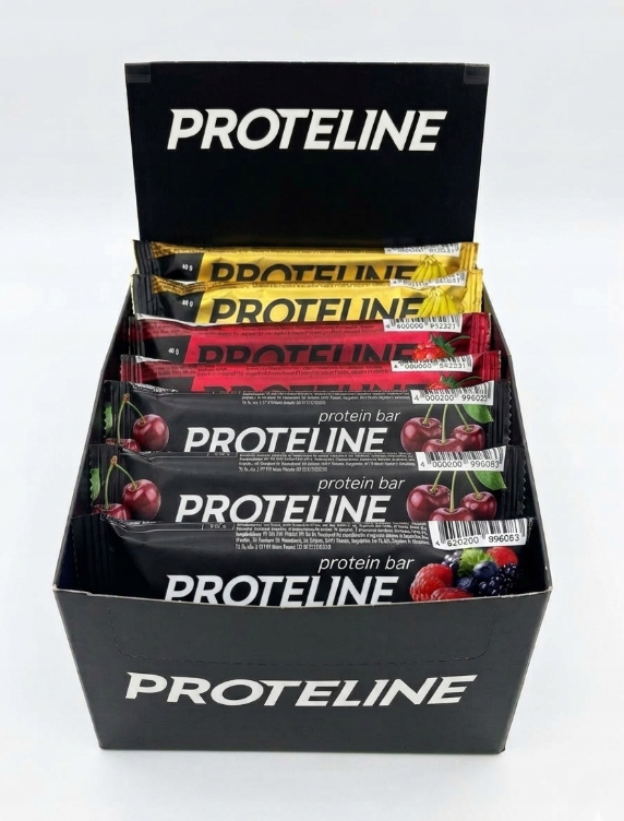 Protein bar PROTELINE 24×40g –MIX forest fruits/banana/strawberry/cherry