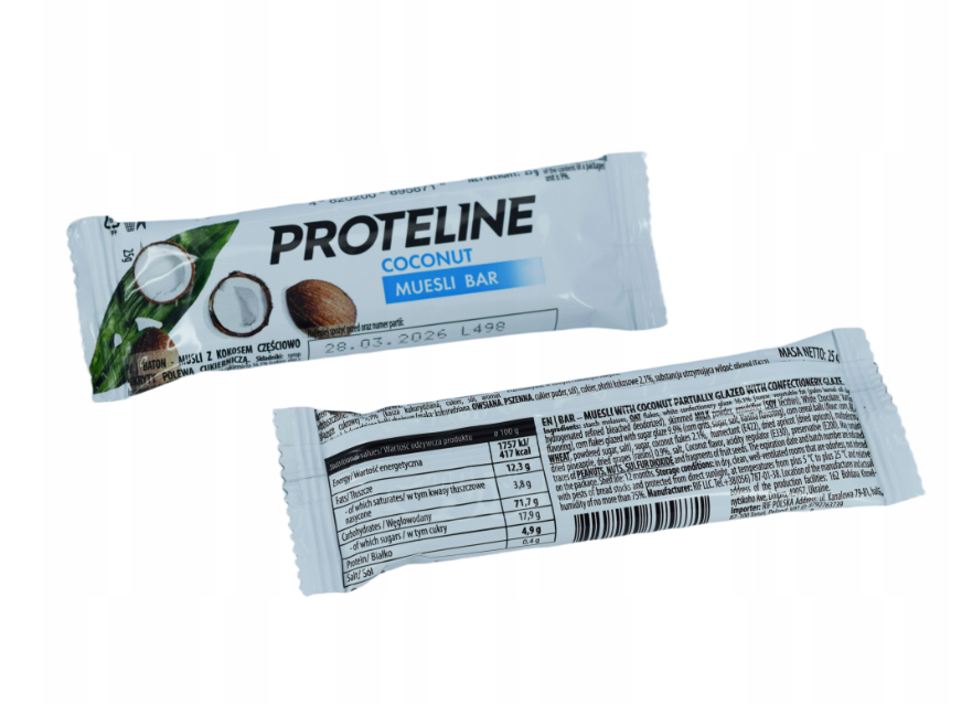 MUESLI BAR PROTELINE coconut 35x25g | Healthy snack sweet snack