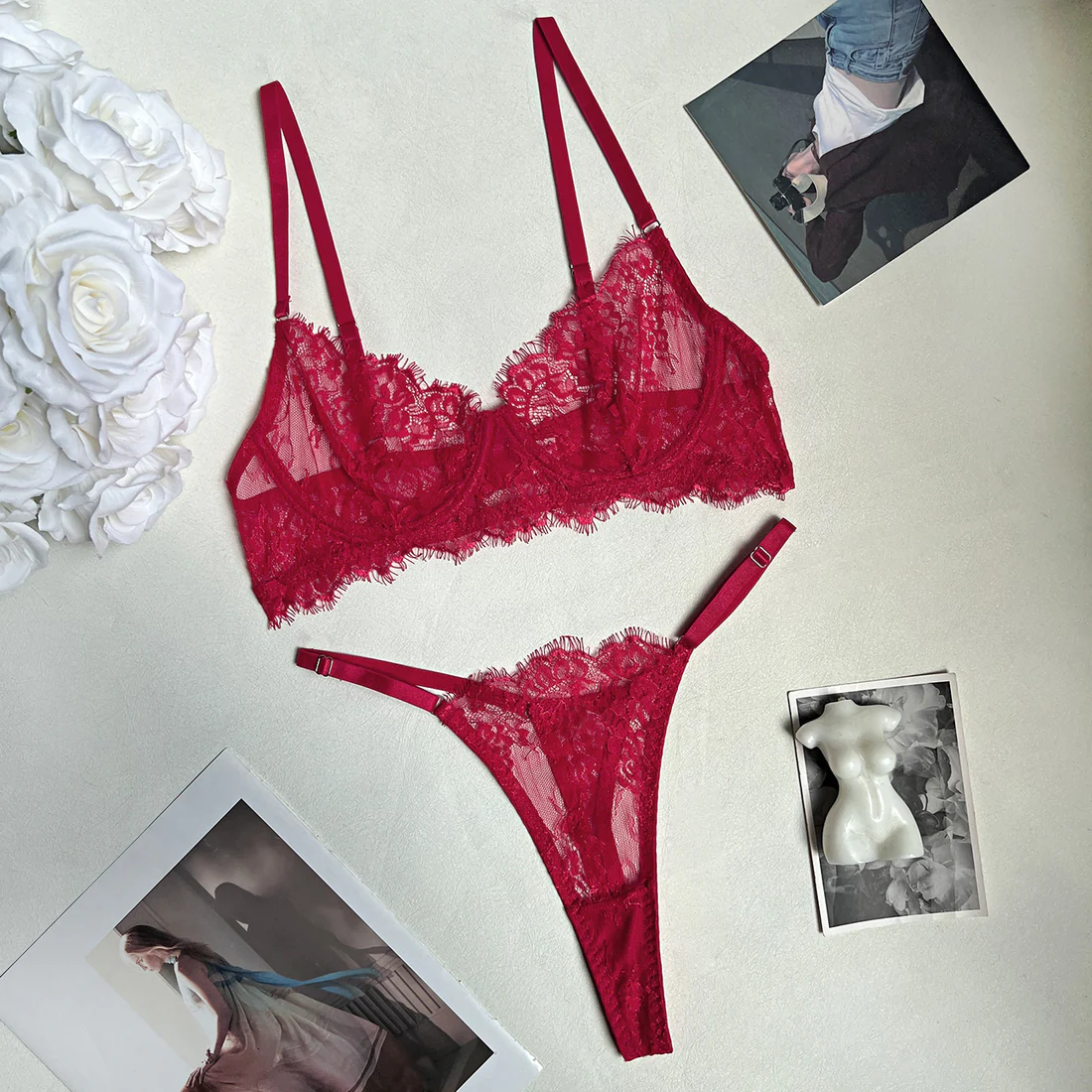 Red Lace Lingerie Set