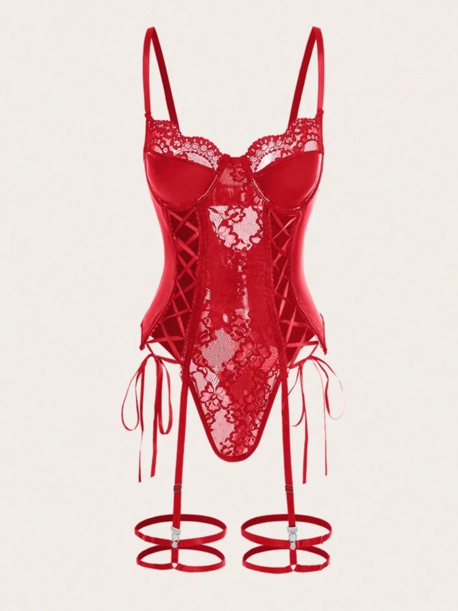 Red Lace Corset Lingerie