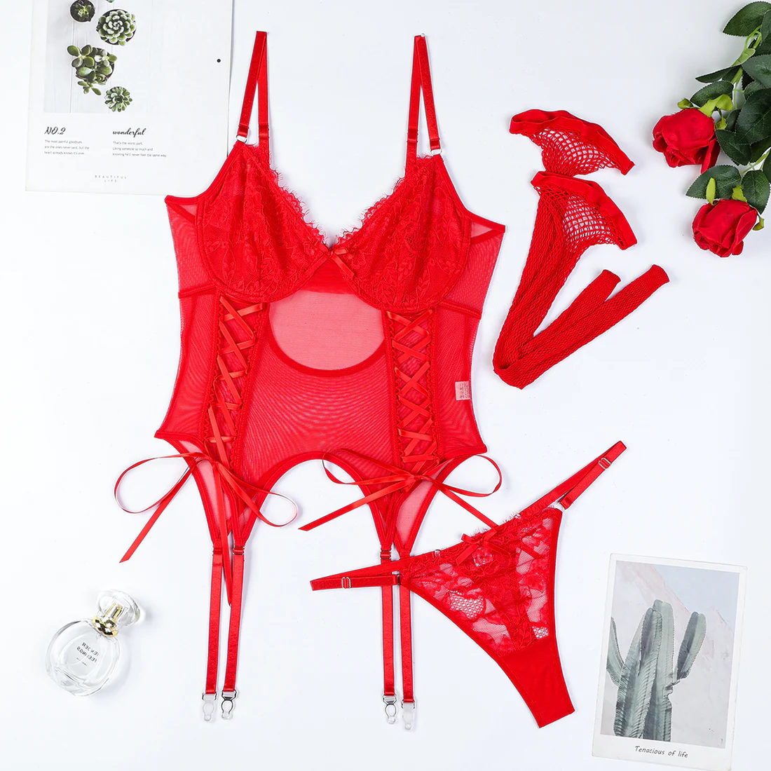 Red Lace Lingerie Set