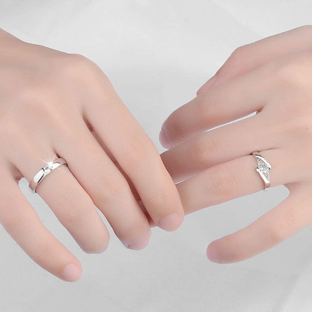 The Lisha Silver Couple Rings Set  