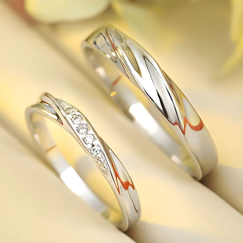 The Niama Silver Couple Rings Set