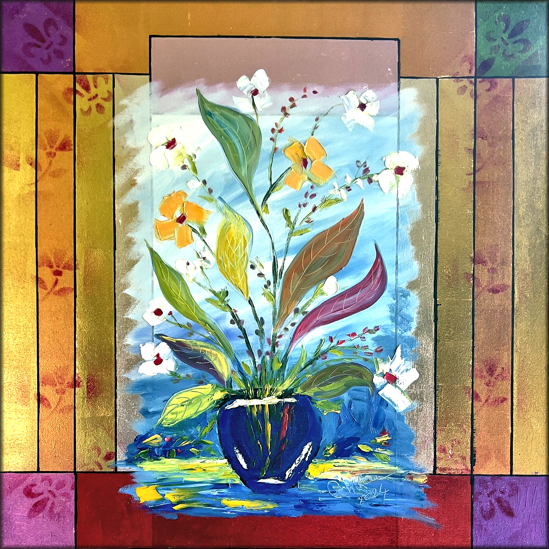 BLUE VASE FLORAL Oil Painting (2024)